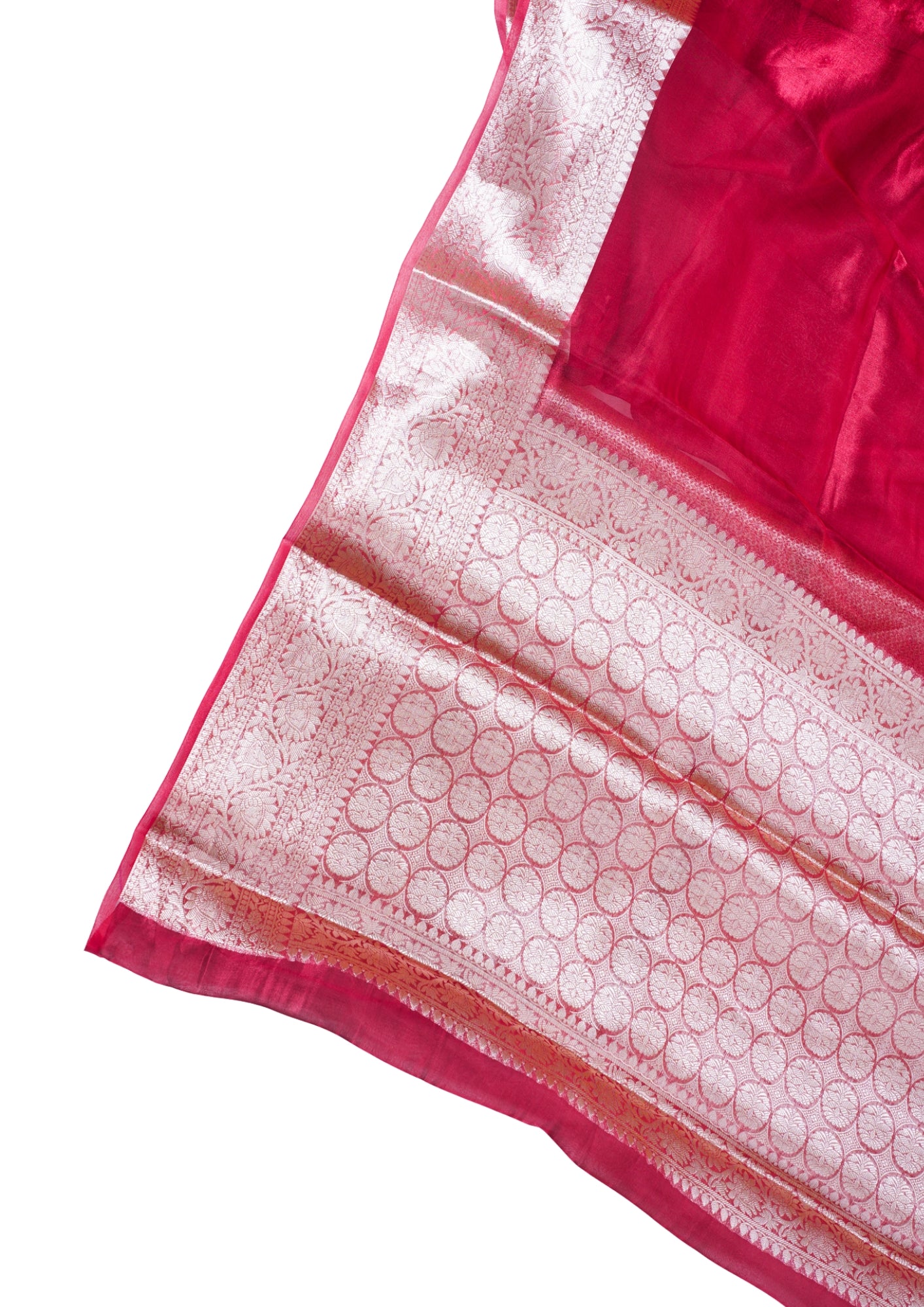 Rani Pink Banarasi Pure Tissue Silk Saree