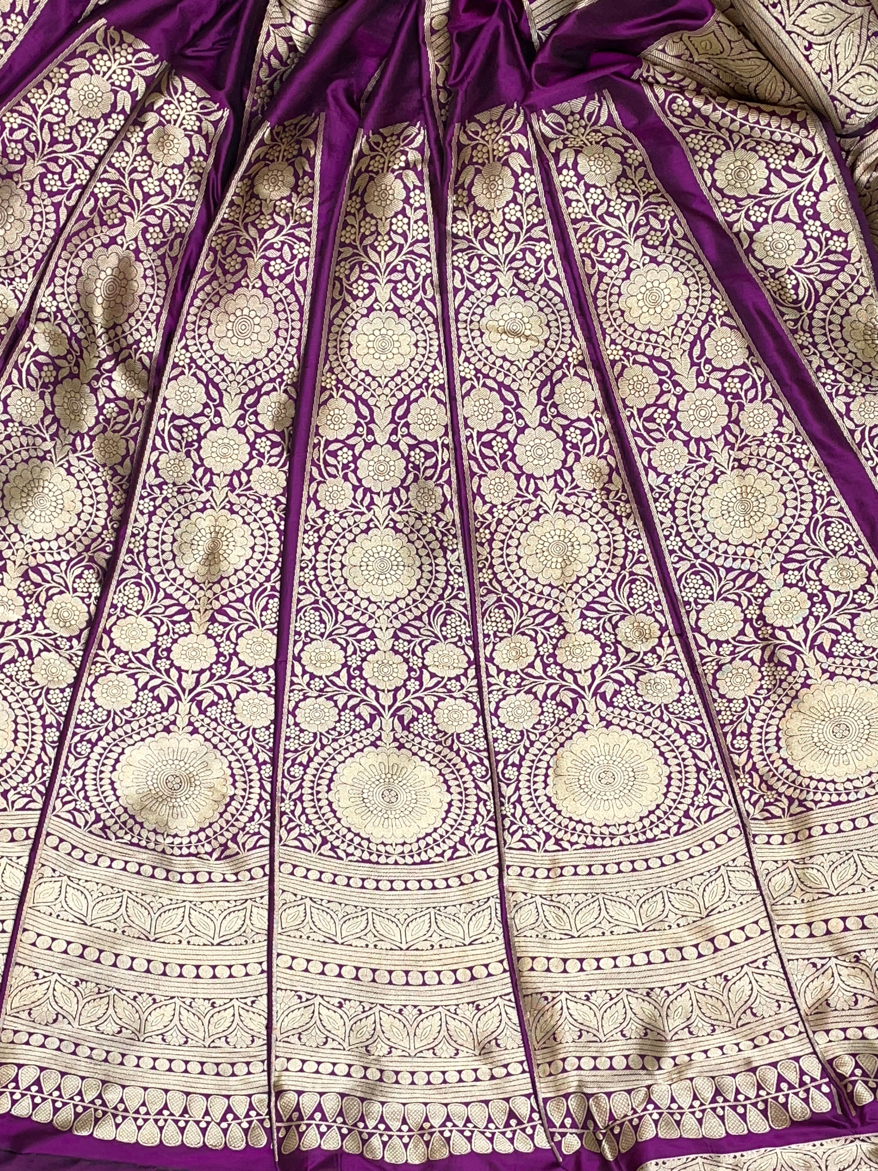 Wine Banarasi Pure Katan Silk Lehenga