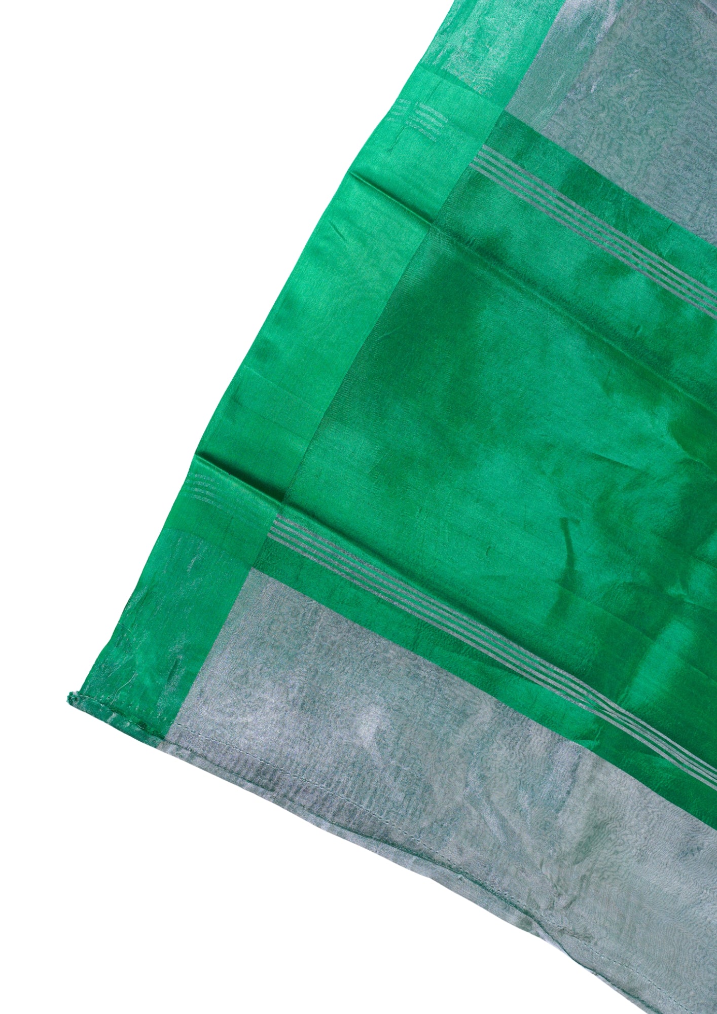 Emerald Green Banarasi Tissue Saree with Satin Border