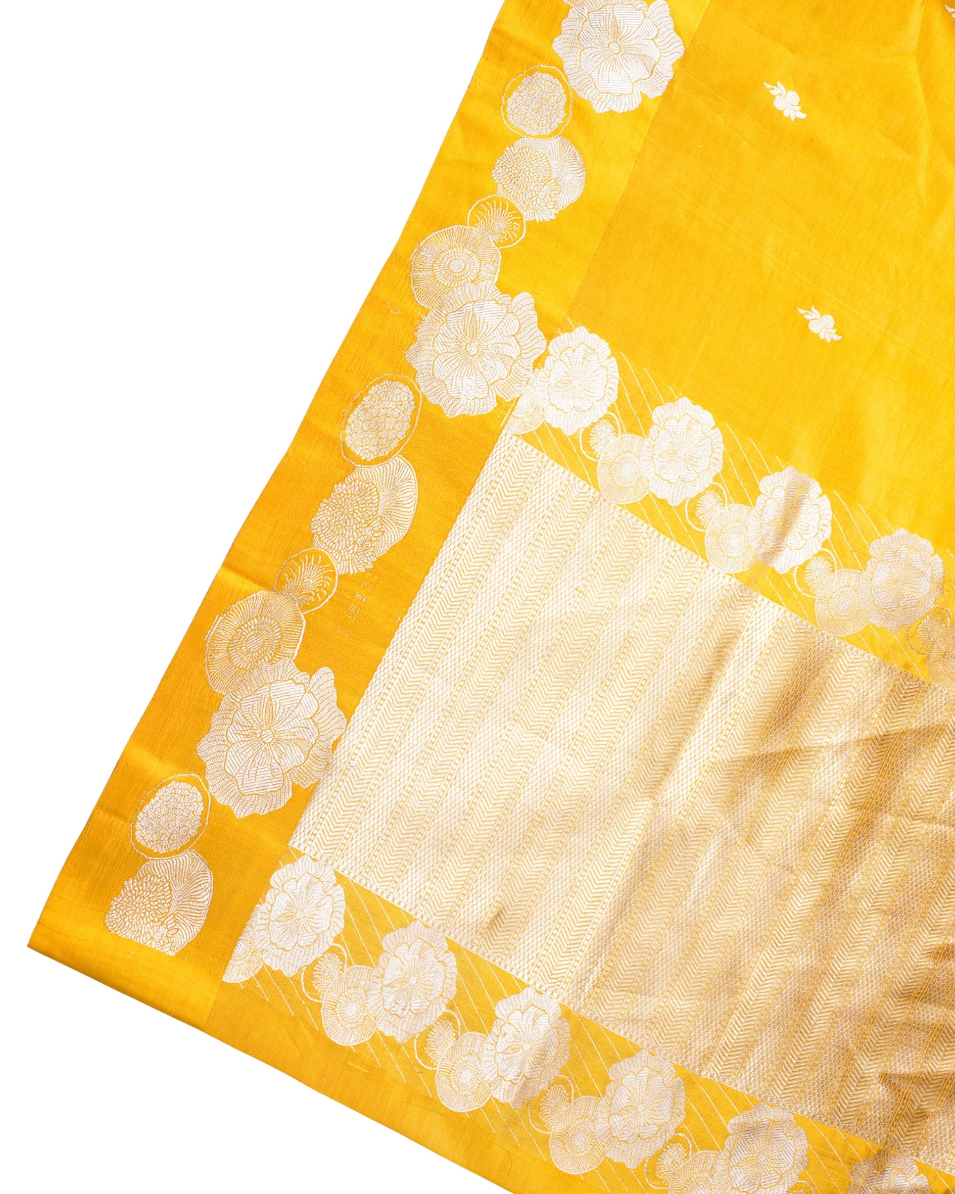 Golden Mustard Handloom Pure Silk Banarasi Saree