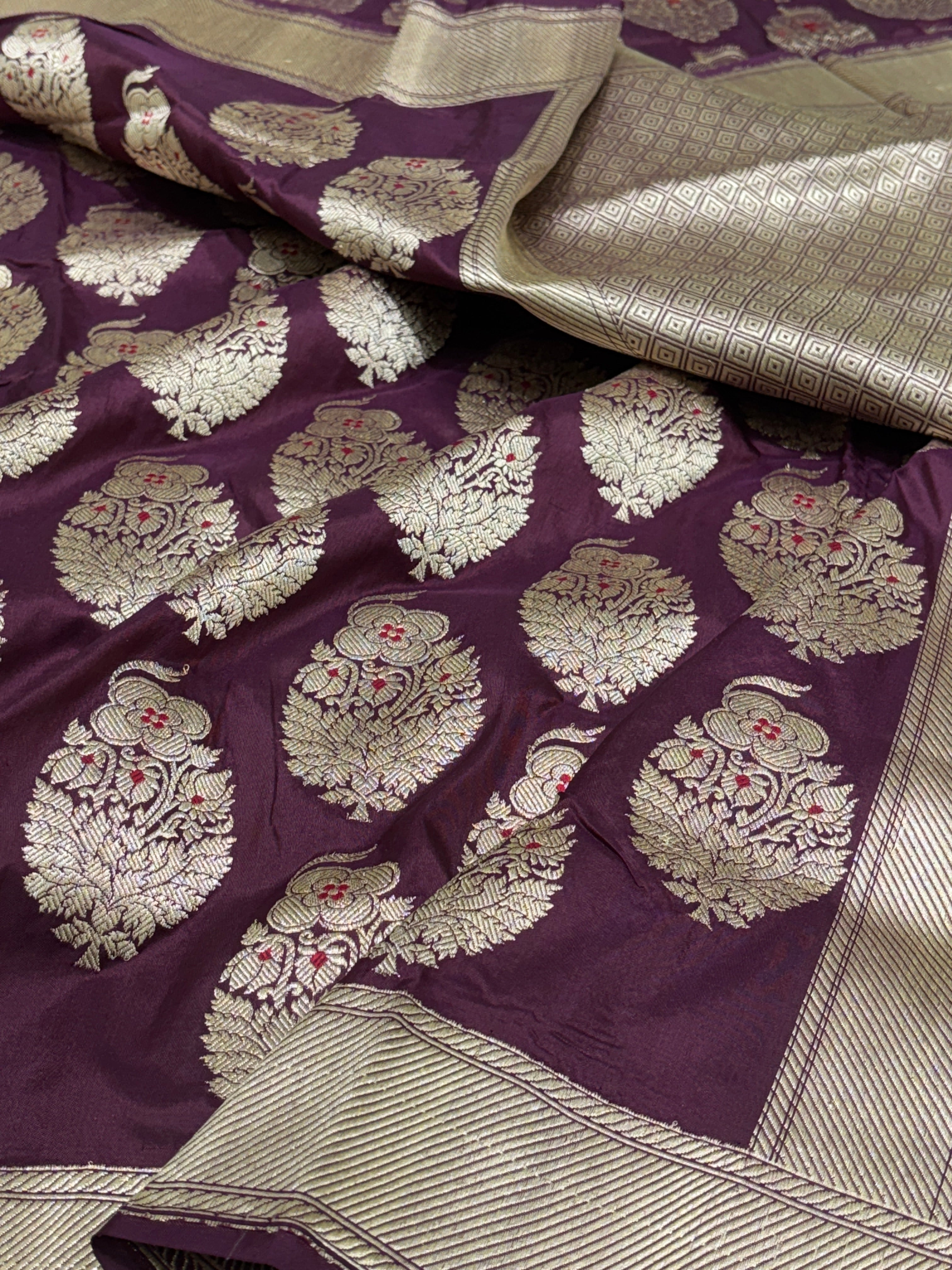 Rich Maroon Pure Banarasi Katan Silk Handwoven Saree