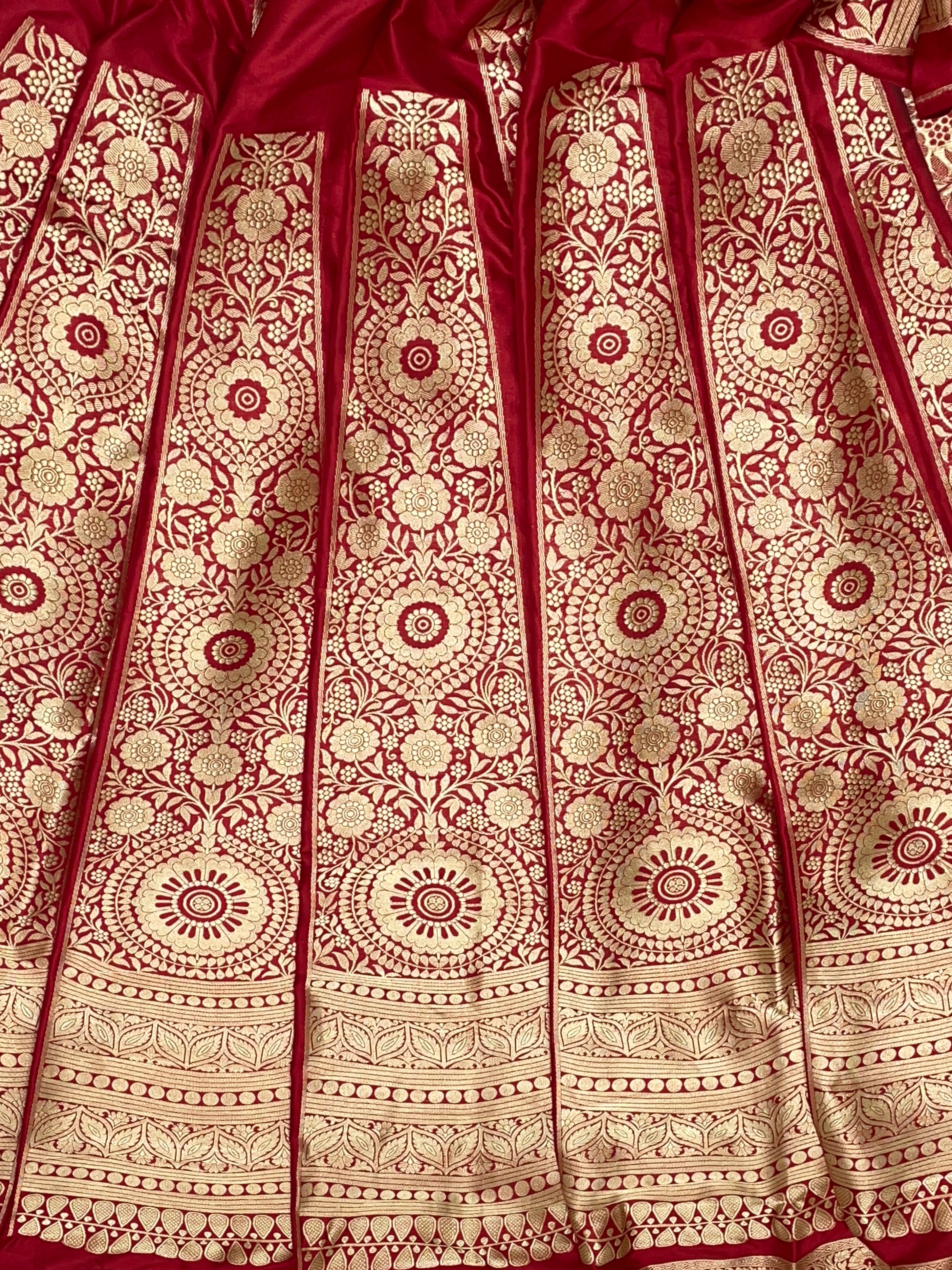Rich Red Banarasi Pure Katan Silk Lehenga