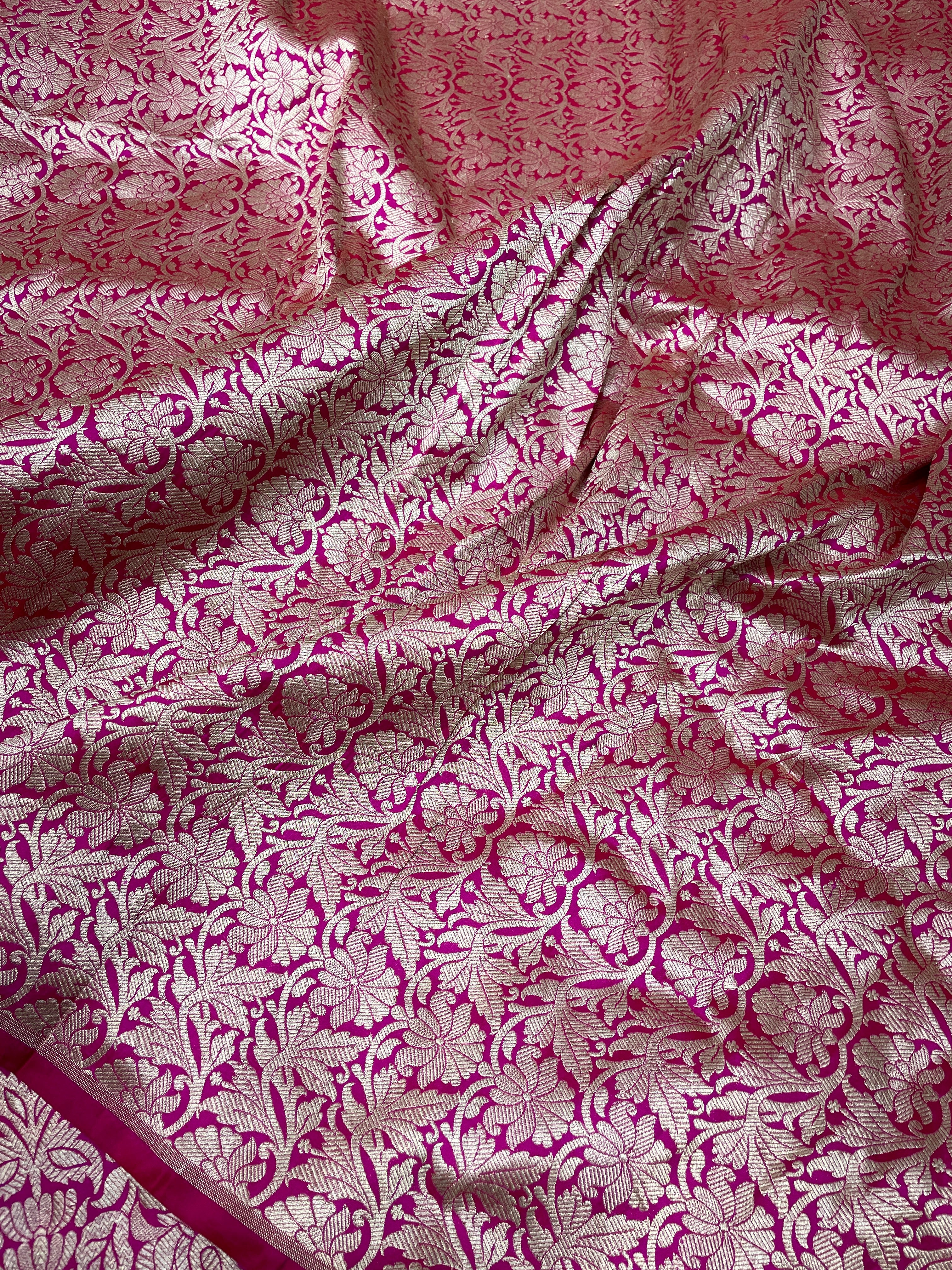 Rani Pink Banarasi Pure Katan Silk Lehenga