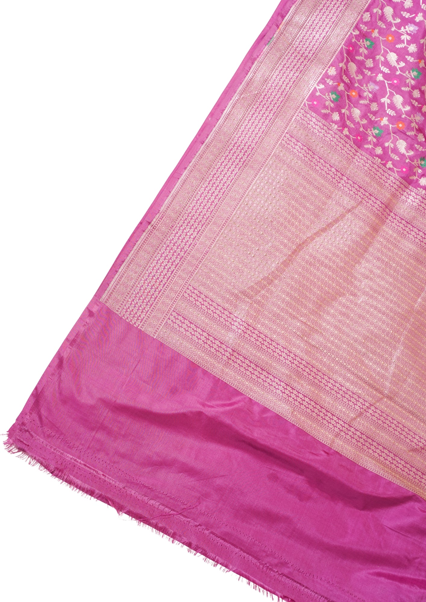 Magenta Pink Banarasi Pure Katan Silk Minakari Jaal Saree