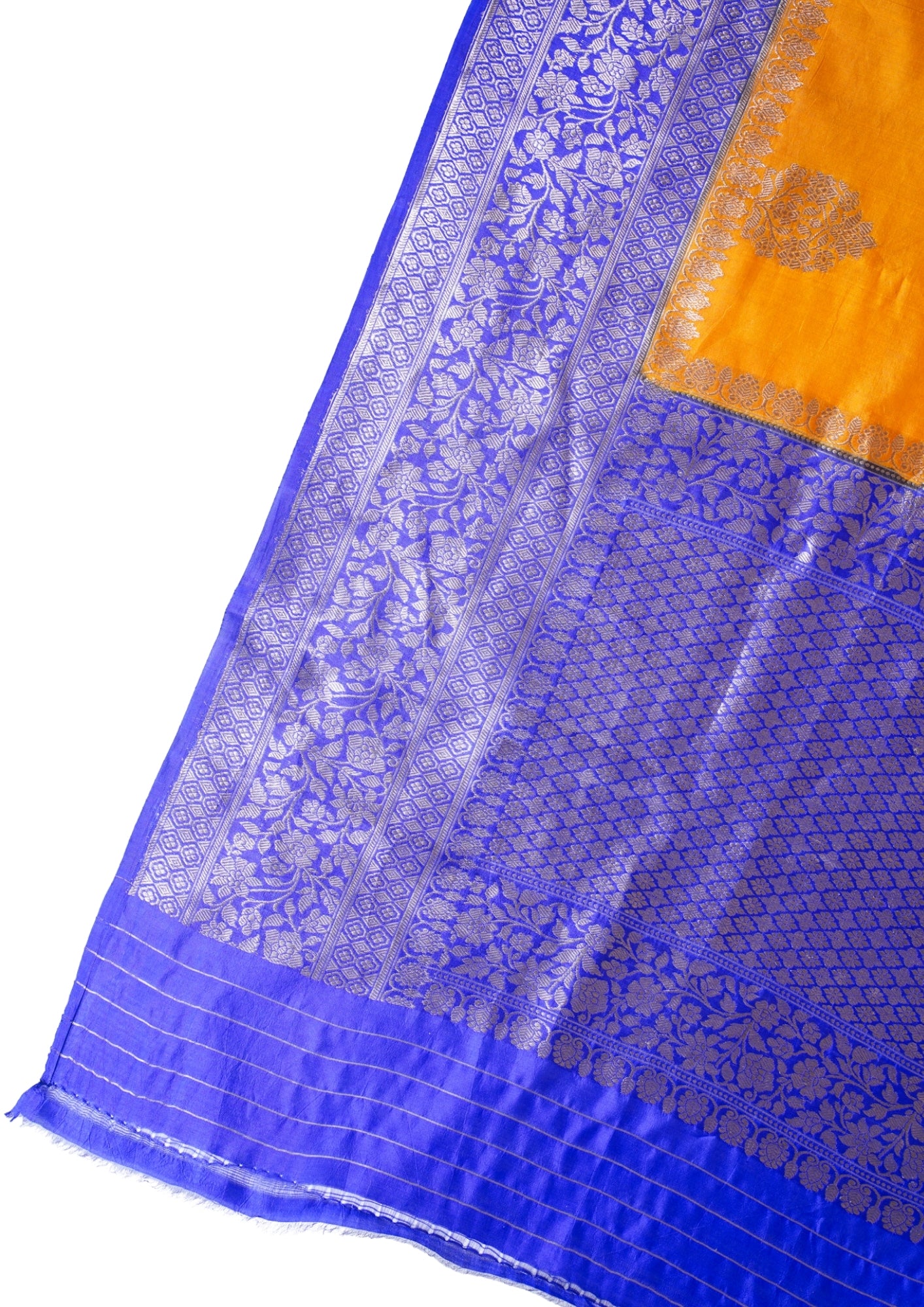 Vibrant Orange Handloom Banarasi Mango Katan Silk Saree