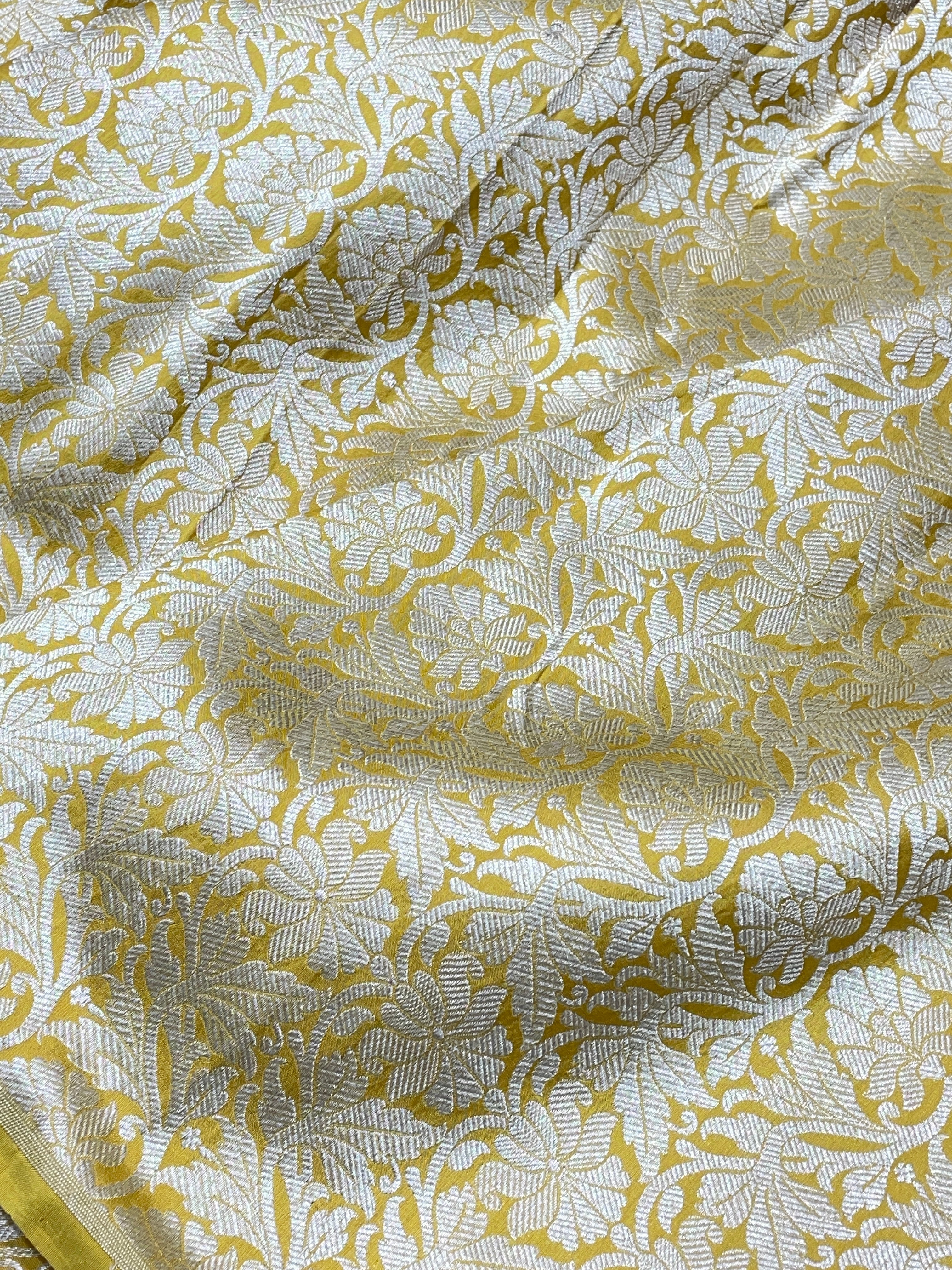 yellow Banarasi Pure Katan Silk Lehenga