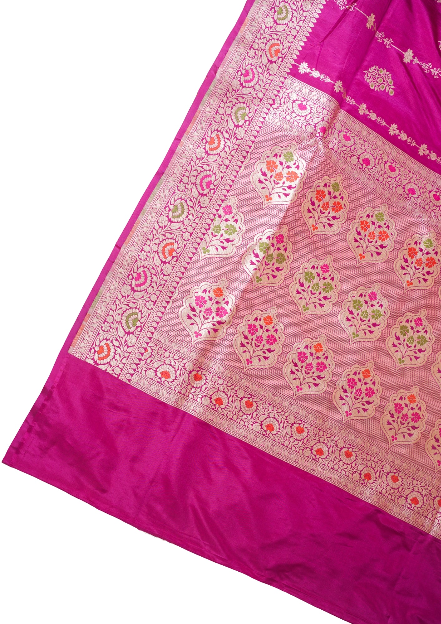 Rani Pink Banarasi Pure Katan Silk Minakari Saree