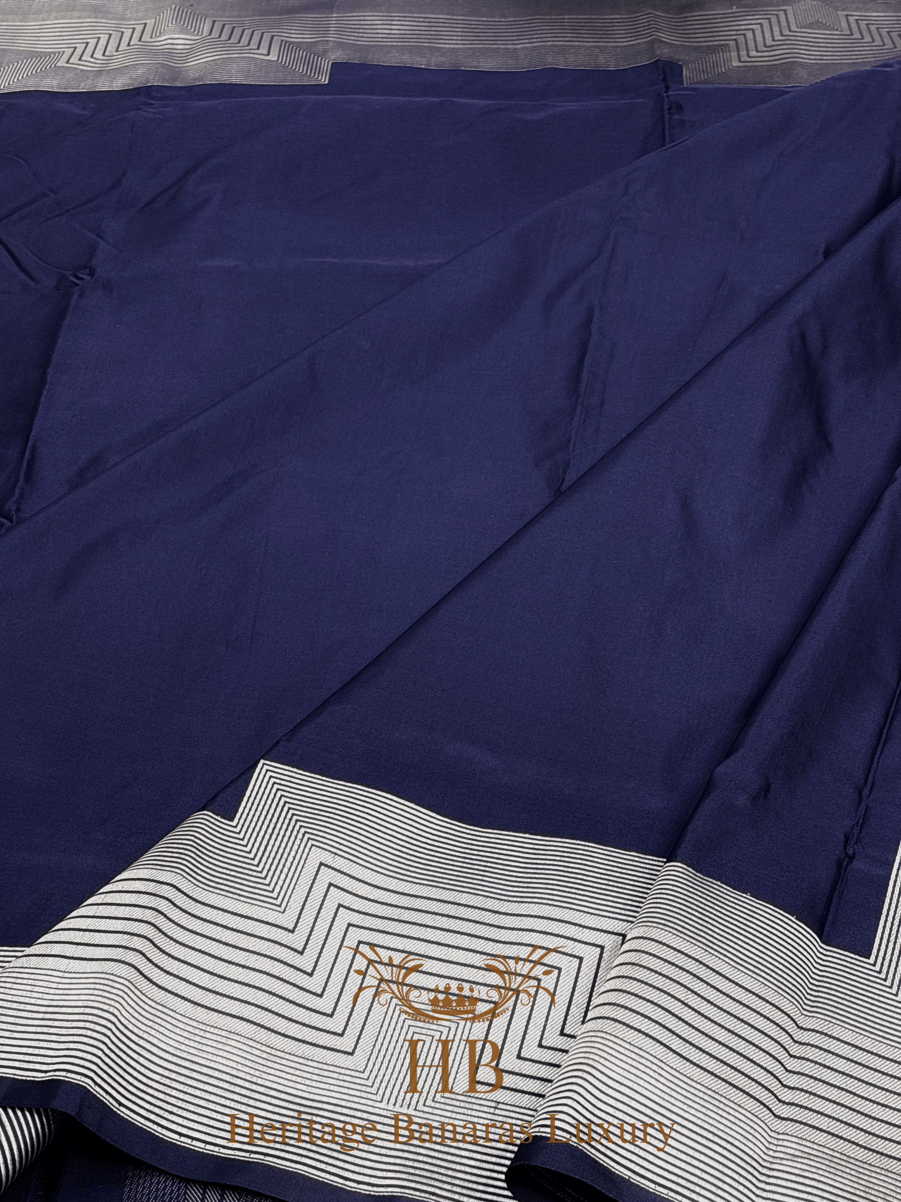 Pure Navy Blue Katan Silk Handwoven Saree