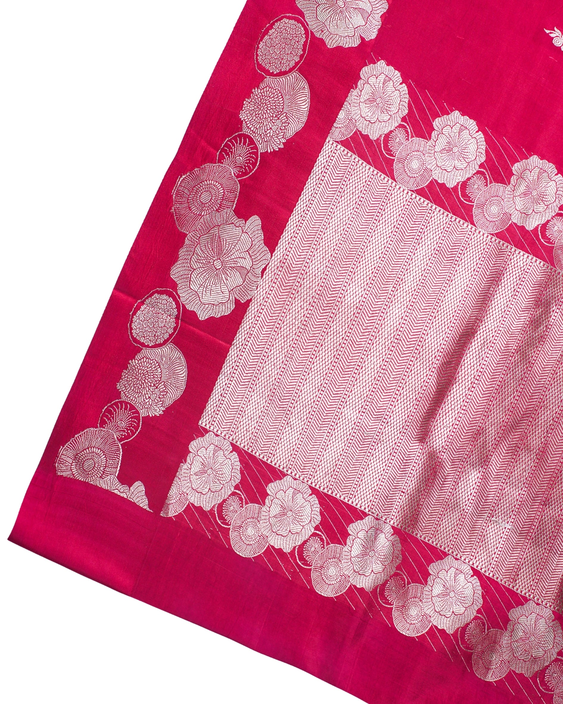 Rani Pink Handloom Pure Silk Banarasi Saree