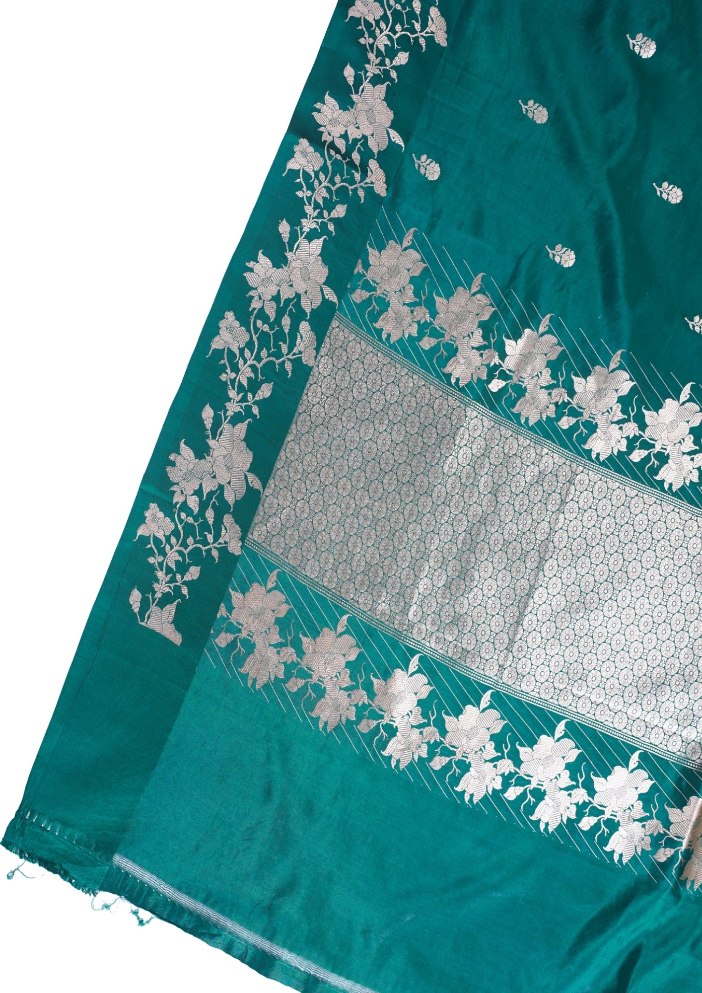 Bottle Green Handloom Banarasi Mango Katan Silk Saree