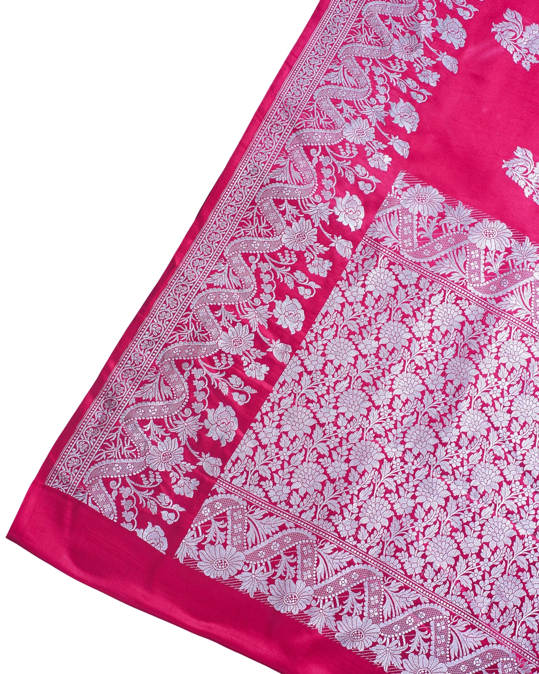 Rani Pink Handloom Mashru Silk Banarasi Saree