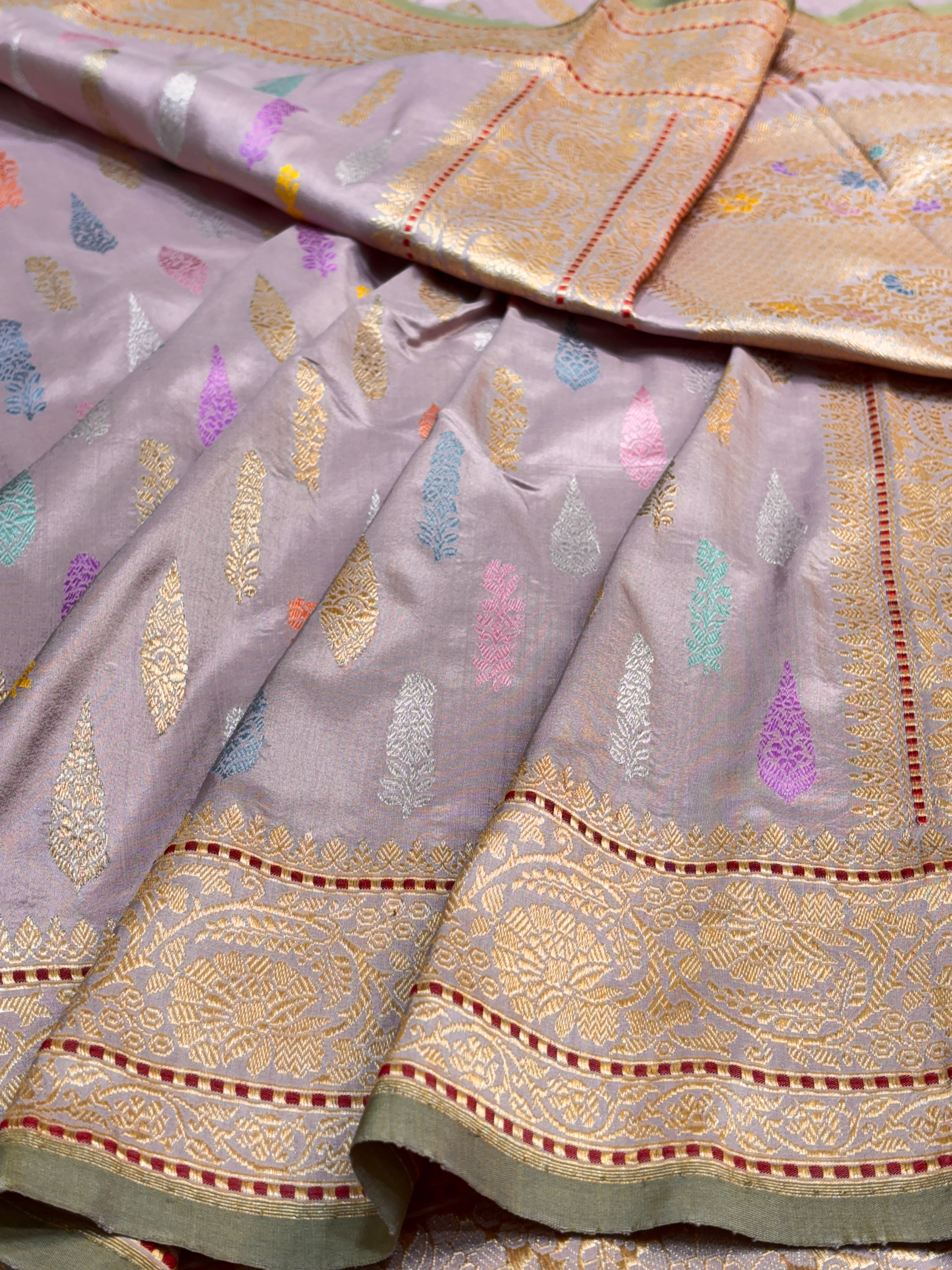 Pastel Lavender Pure Banarasi Katan Silk Handloom Saree