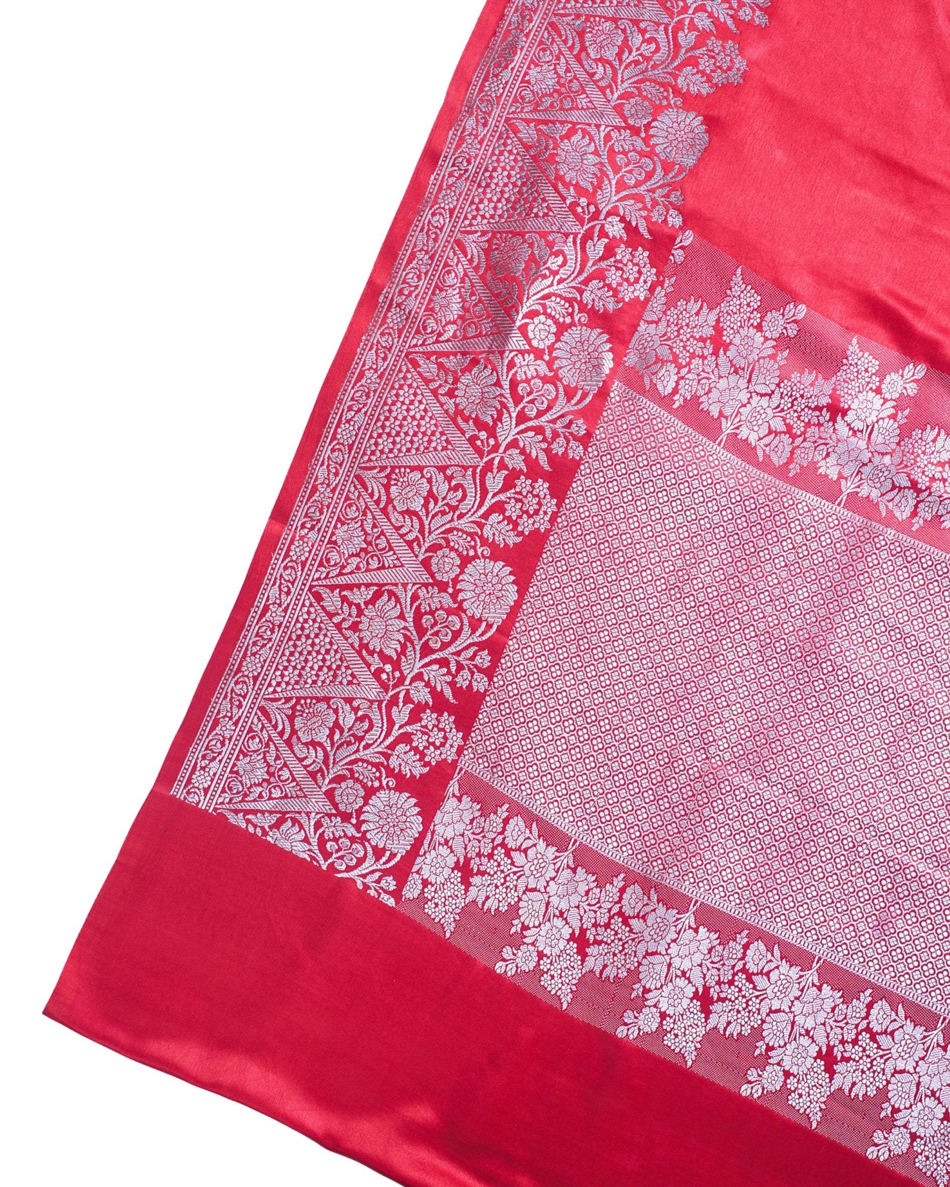 Ruby Red Handloom Mashru Silk Banarasi Saree