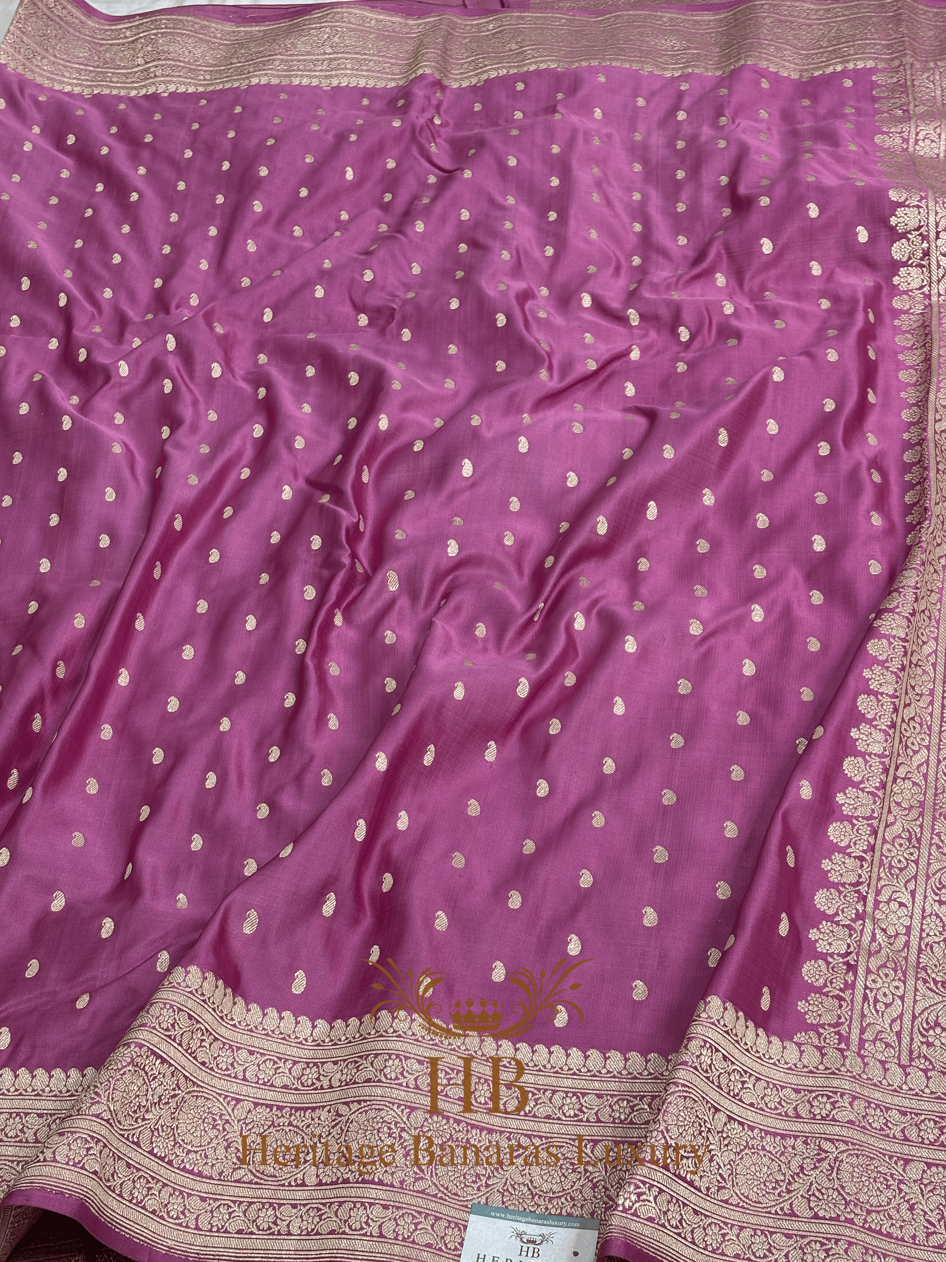Baby Pink Handwoven Banarasi Pure Satin Silk Saree
