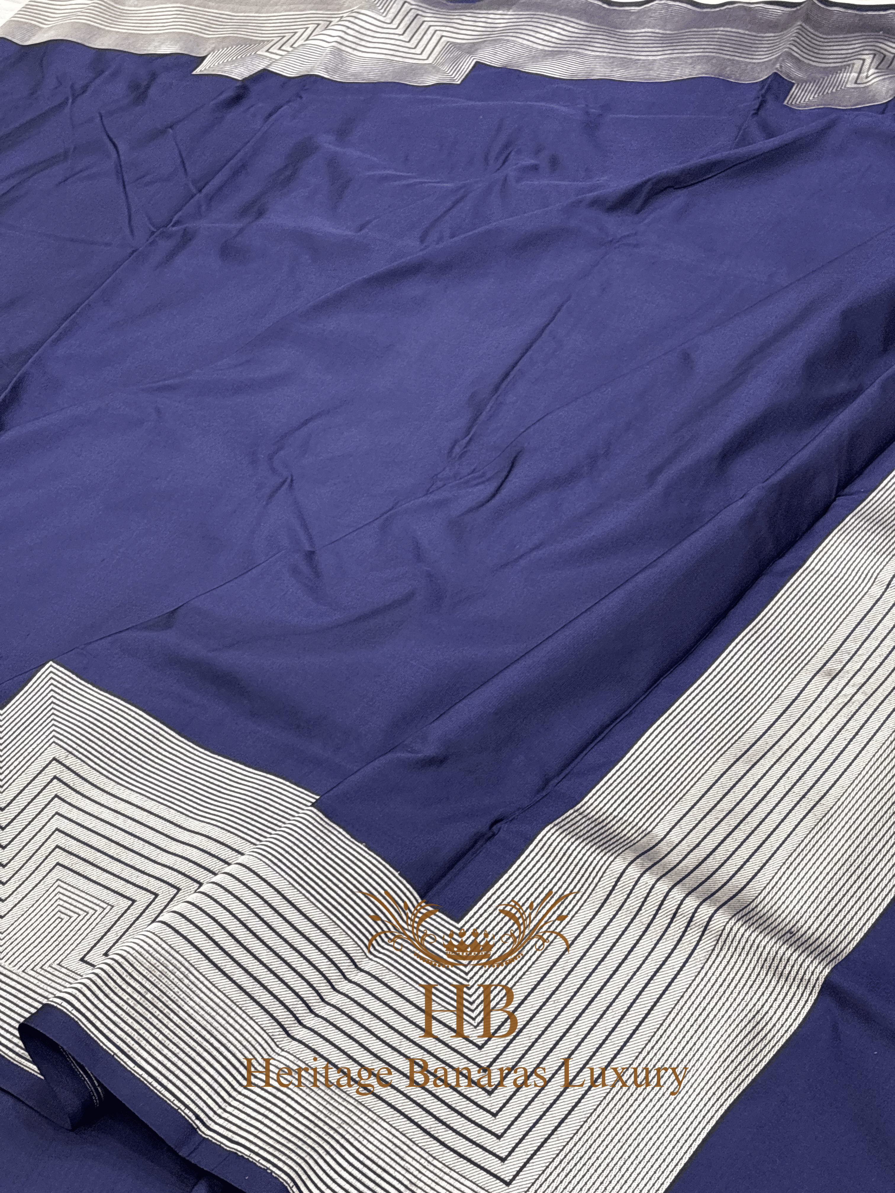 Pure Navy Blue Katan Silk Handwoven Saree