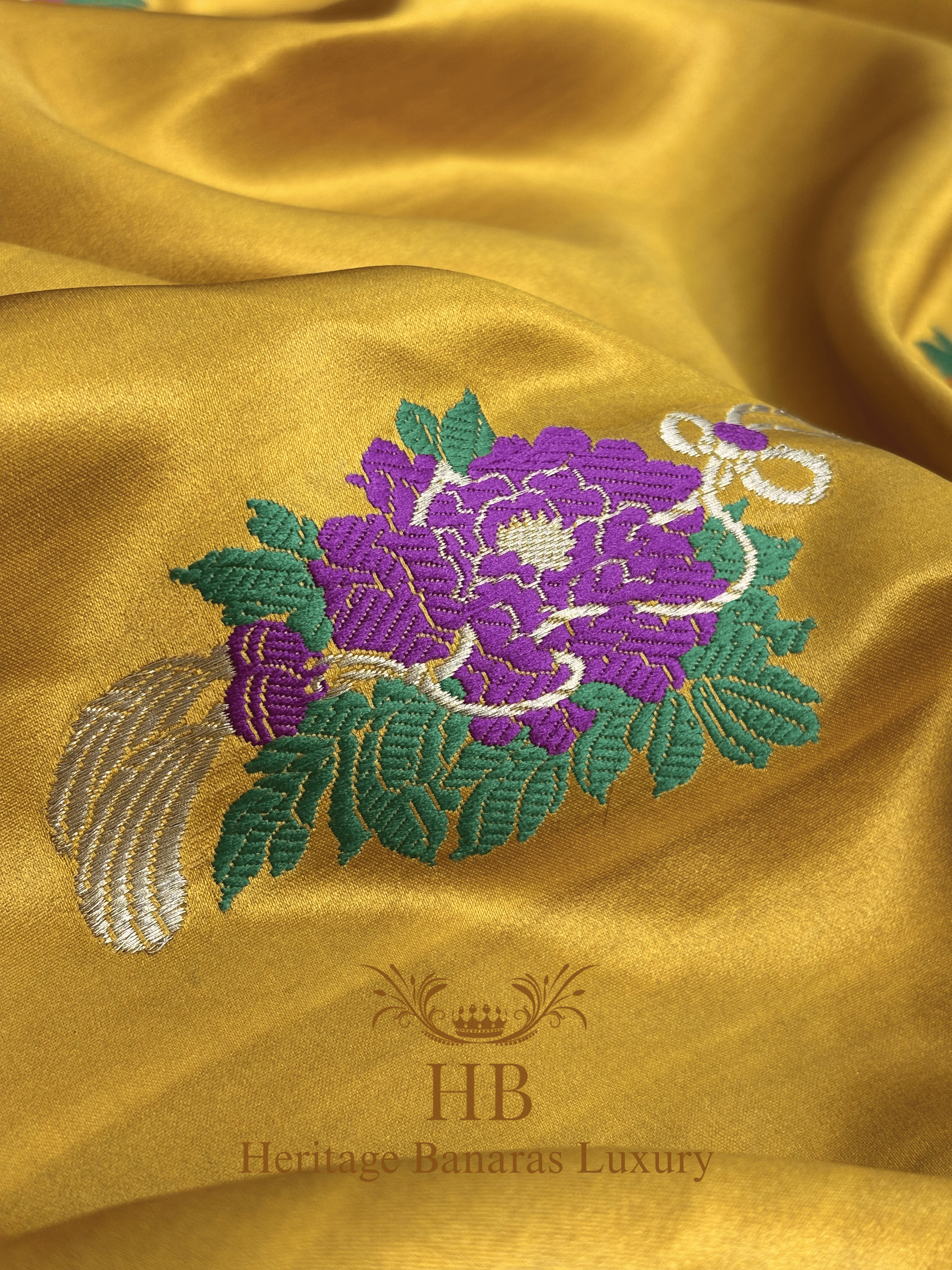 Mustard Yellow Handwoven Banarasi Pure Mashru Silk Saree