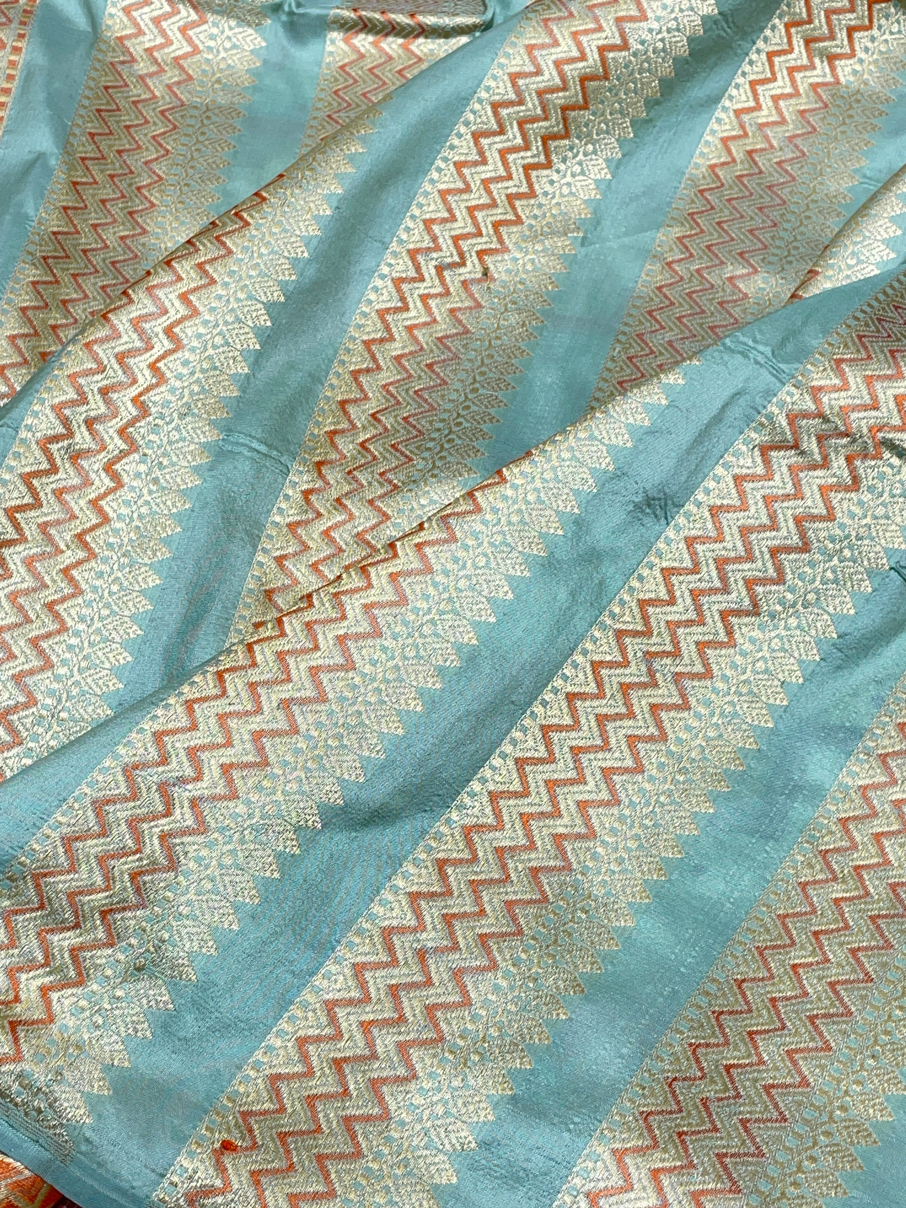 Sea Green Rangkaat Banarasi Pure Katan Silk Lehenga