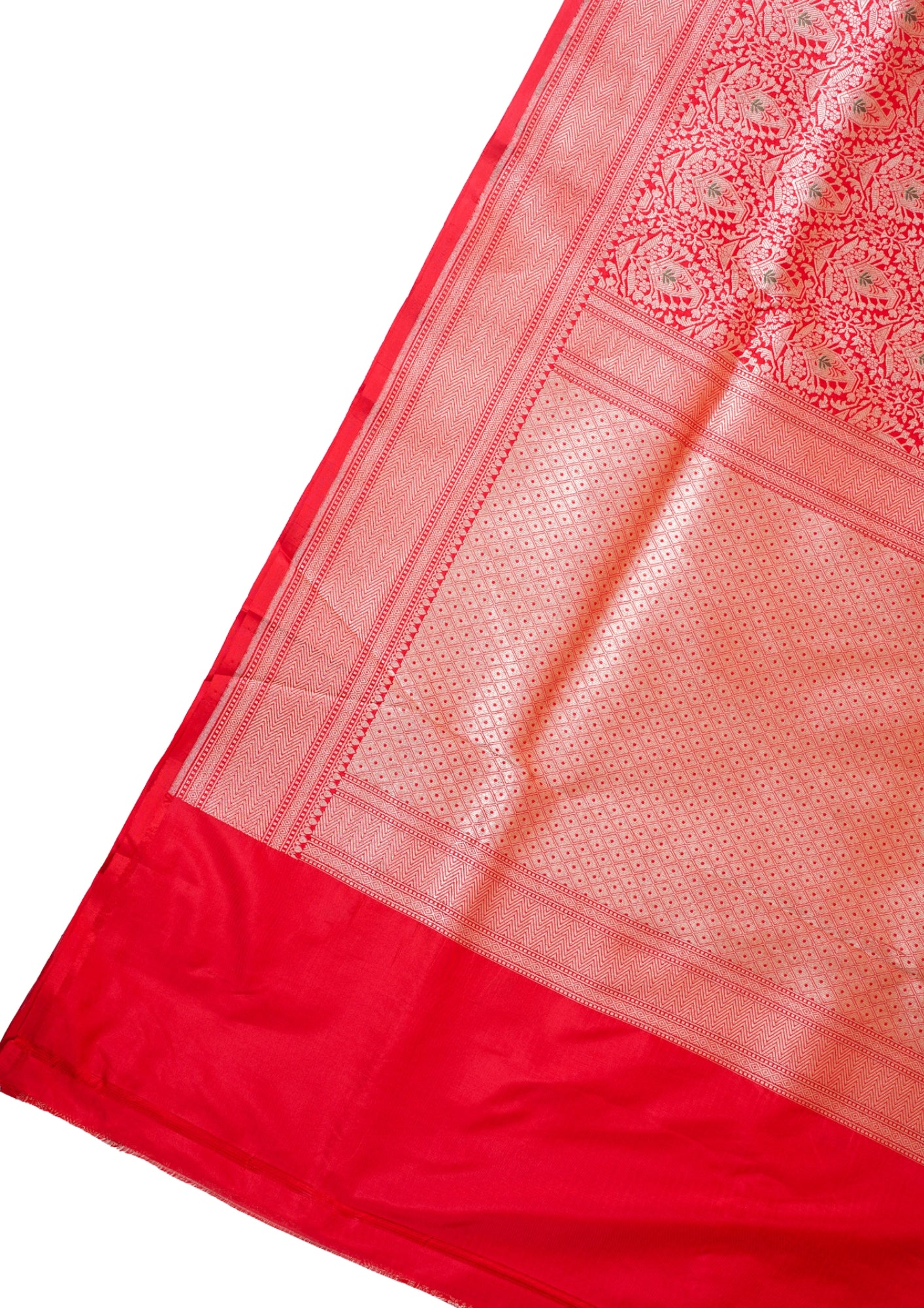 Red Banarasi Pure Minakari Brocade Saree