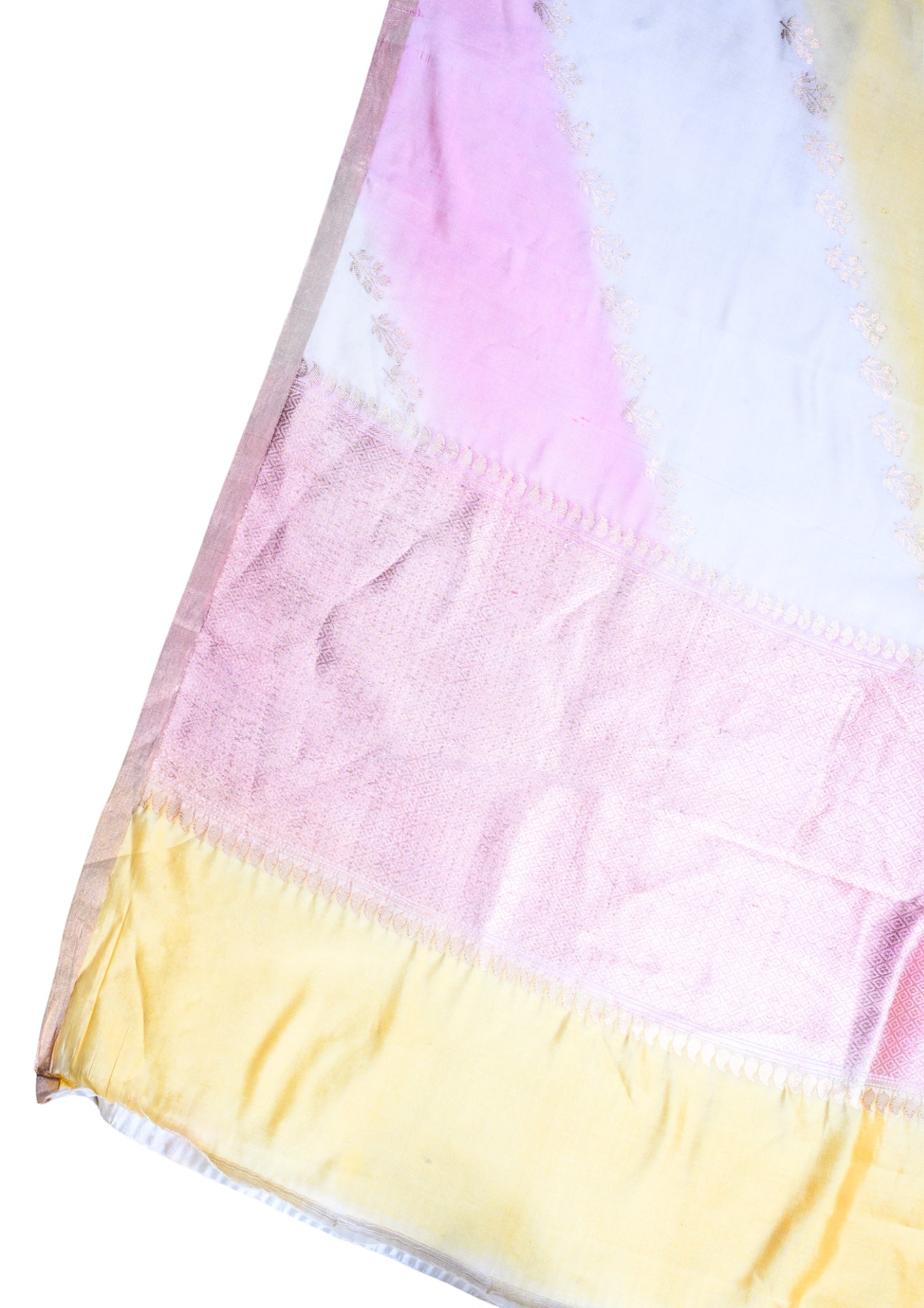 Triadic Tone Handloom Pure Mango Katan Silk Saree