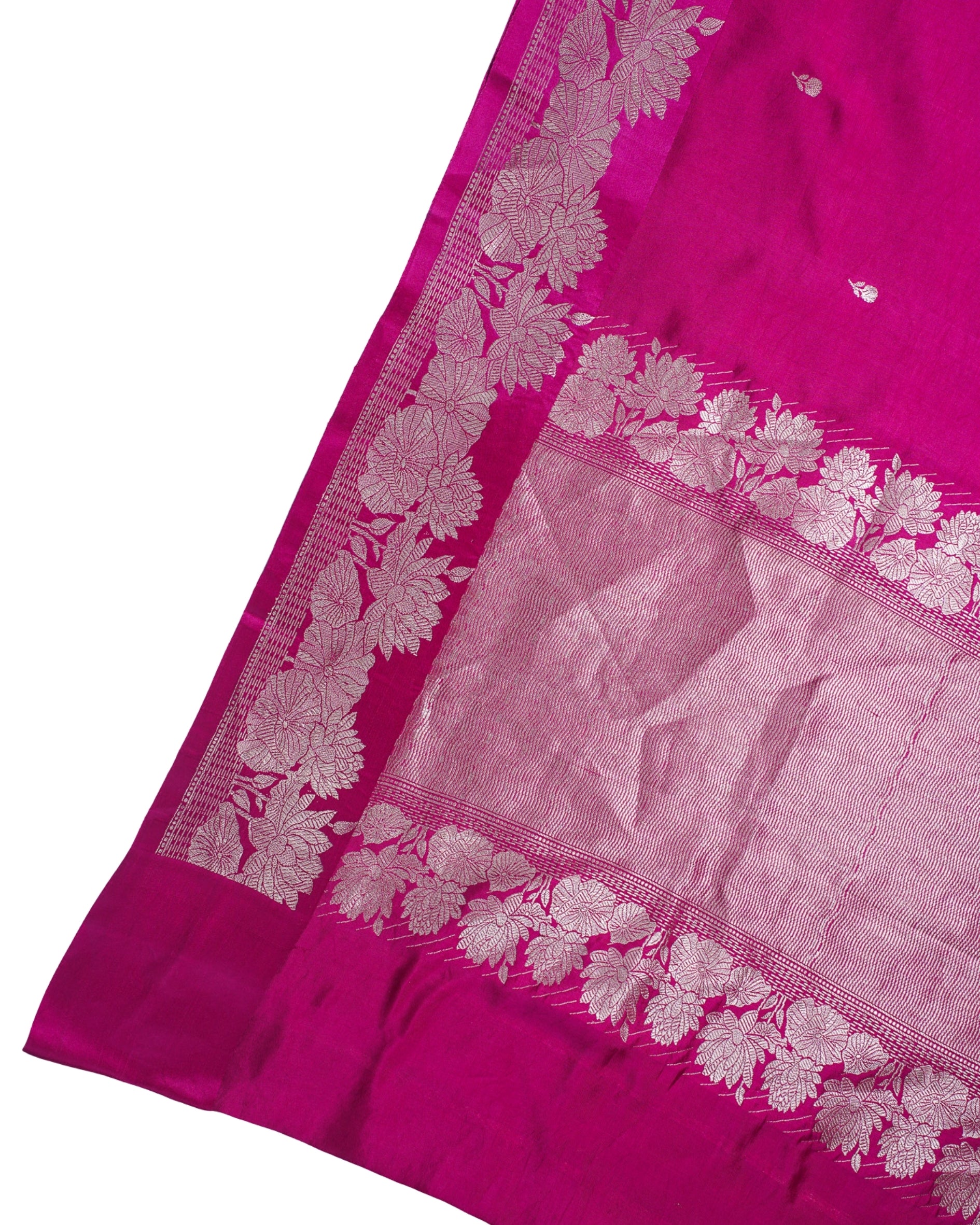 Rani Pink Handloom Pure Silk Banarasi Saree