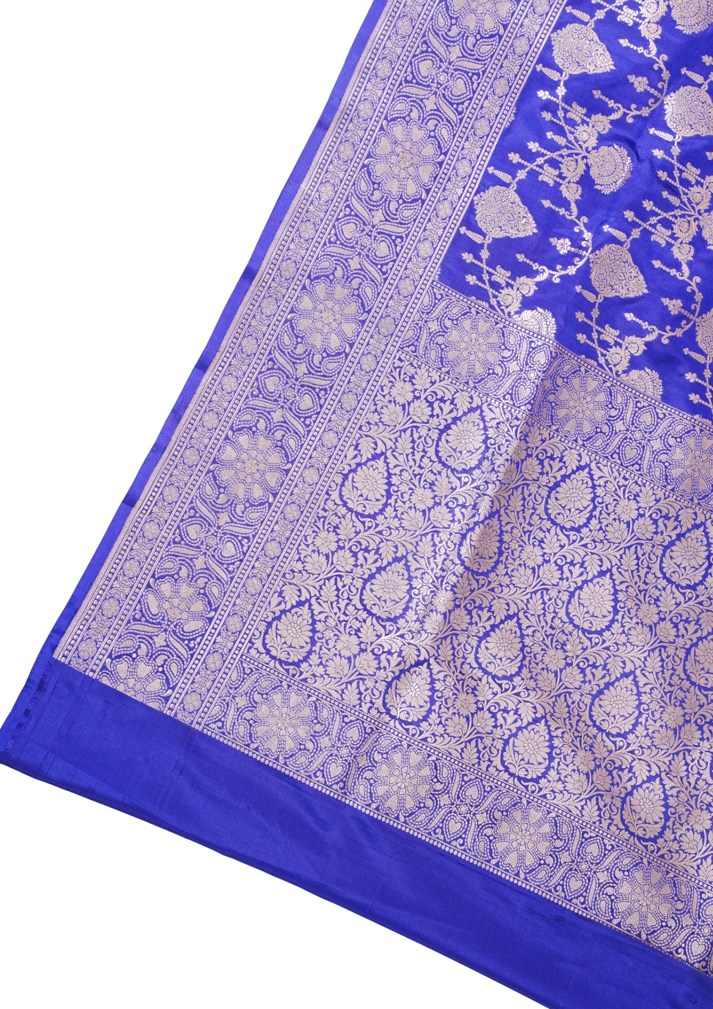 Royal Blue Banarasi Pure Katan Silk Jaal Saree