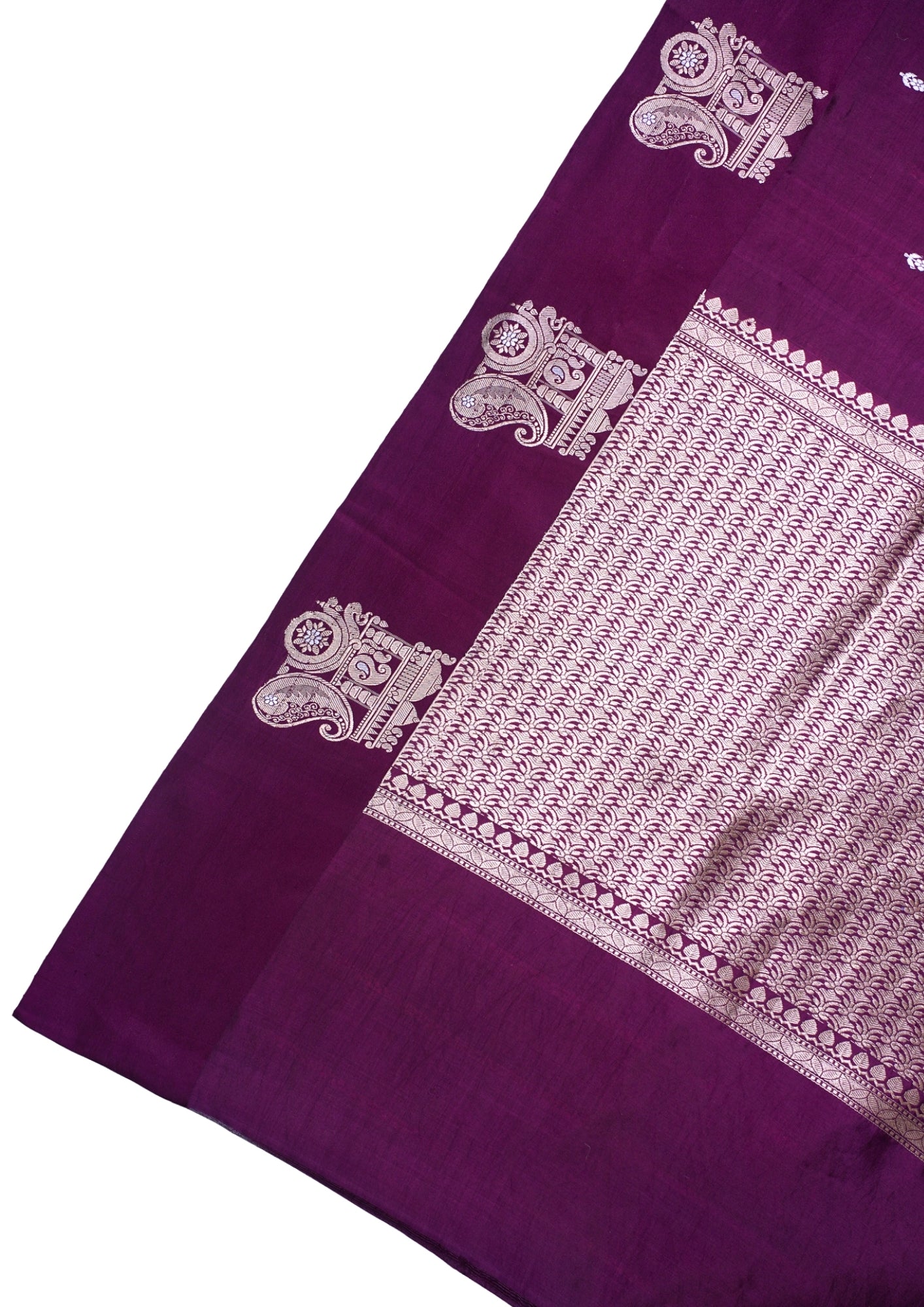 Deep Wine Purple Handloom Pure Mango Katan Silk Saree