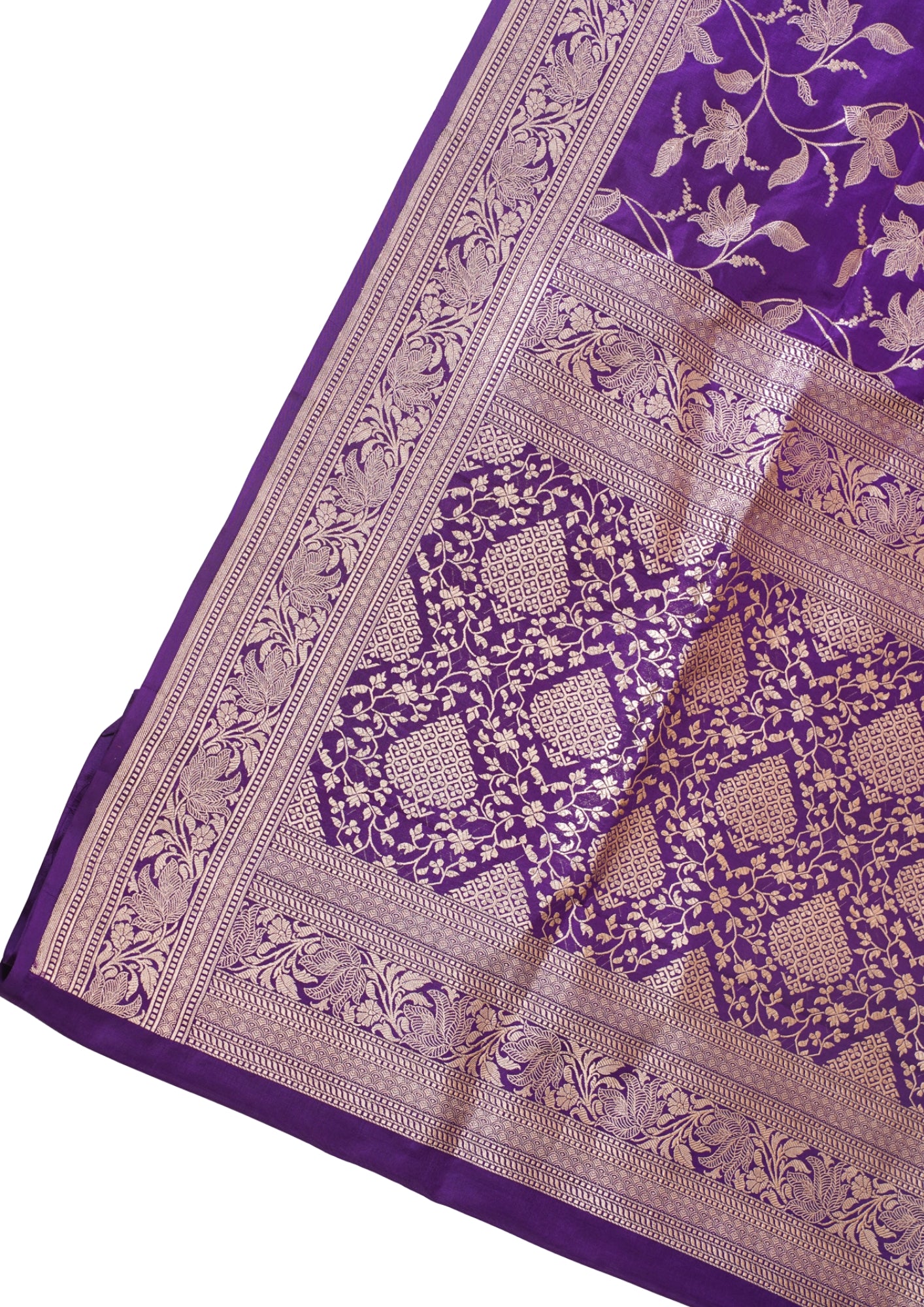 Purple Banarasi Pure Katan Silk Jaal Saree