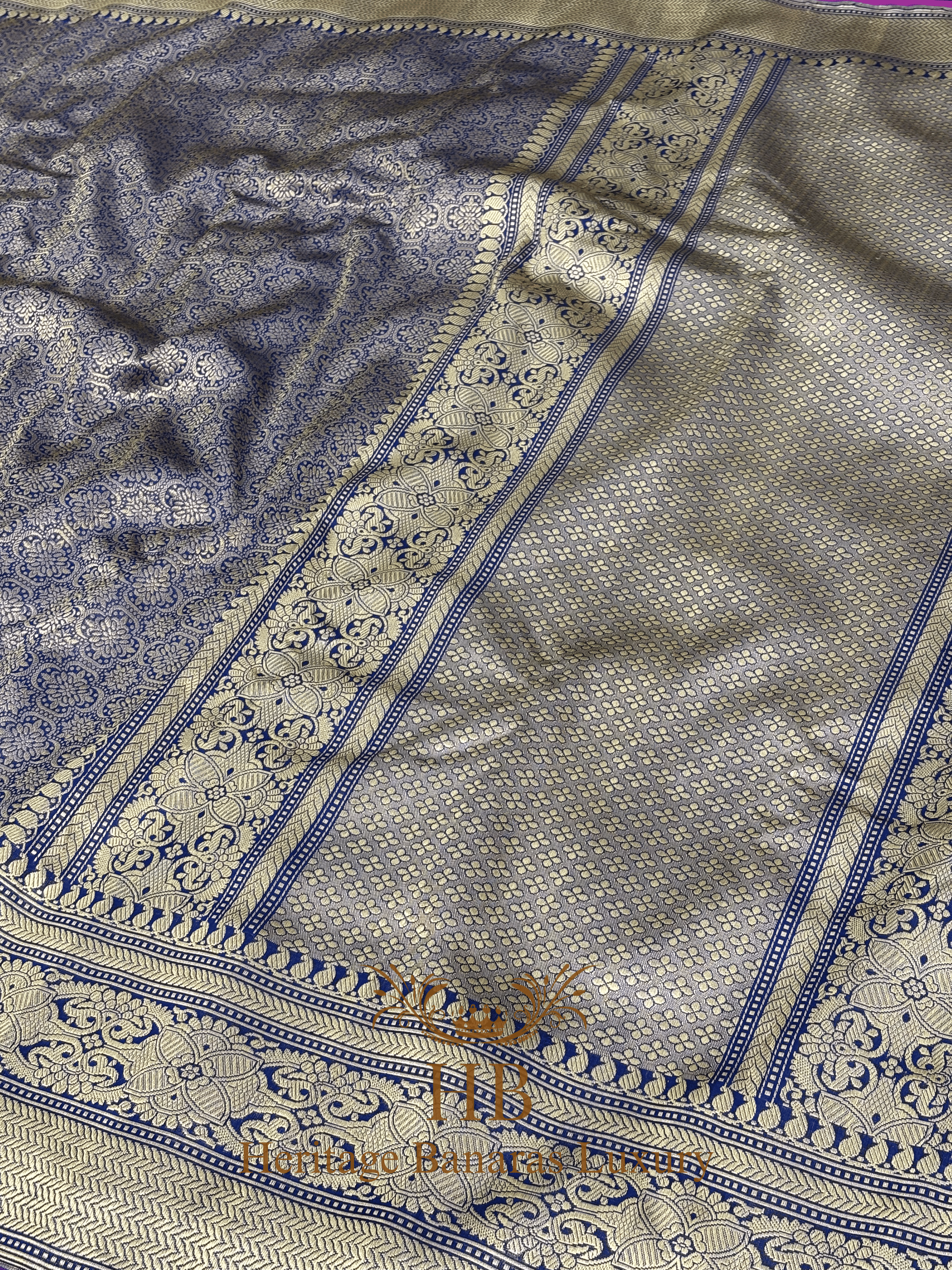 Royal Blue Handwoven Banarasi Pure Katan Silk Brocade Saree