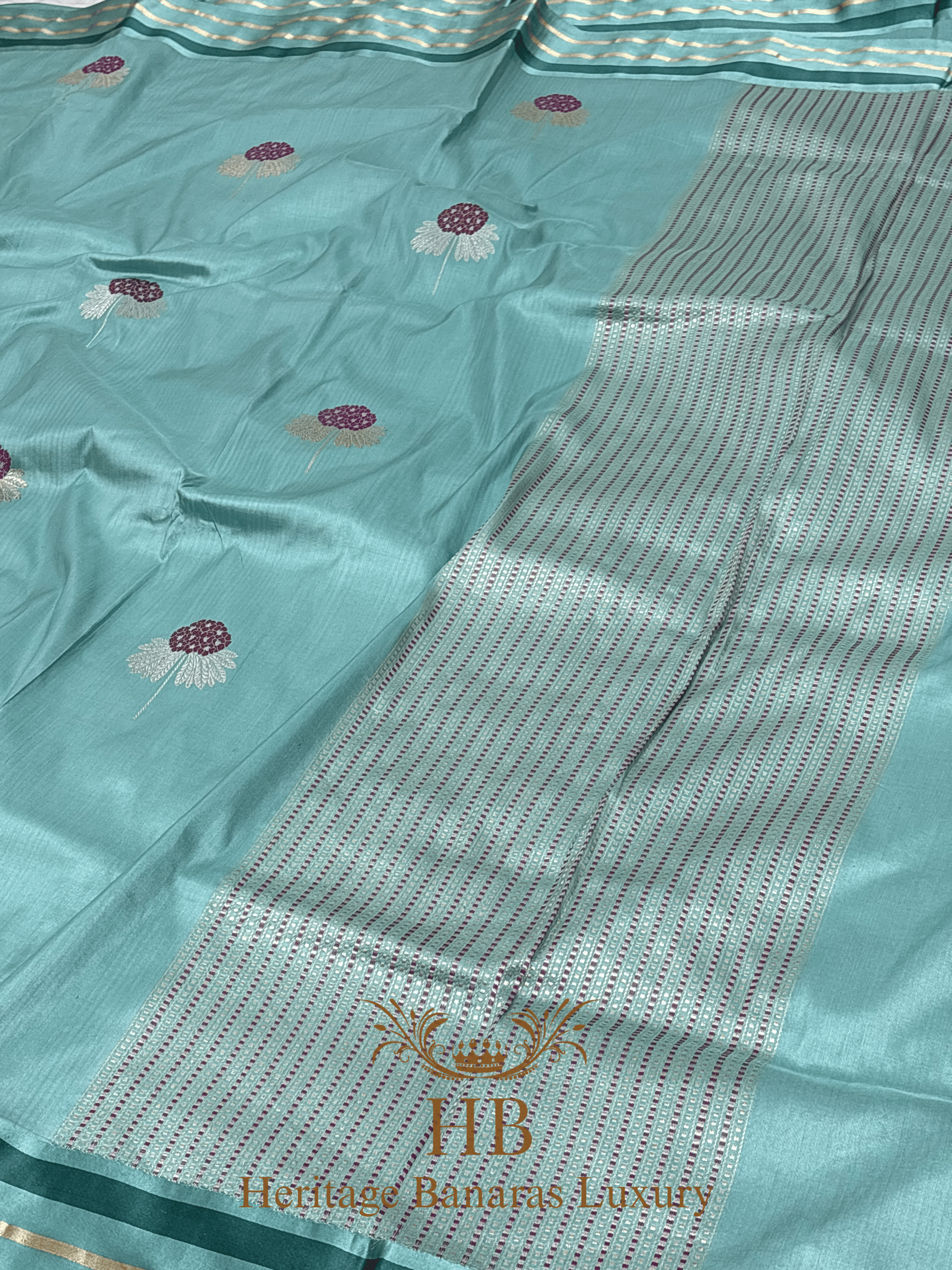 Pure Sea Green Katan Silk Handwoven Saree