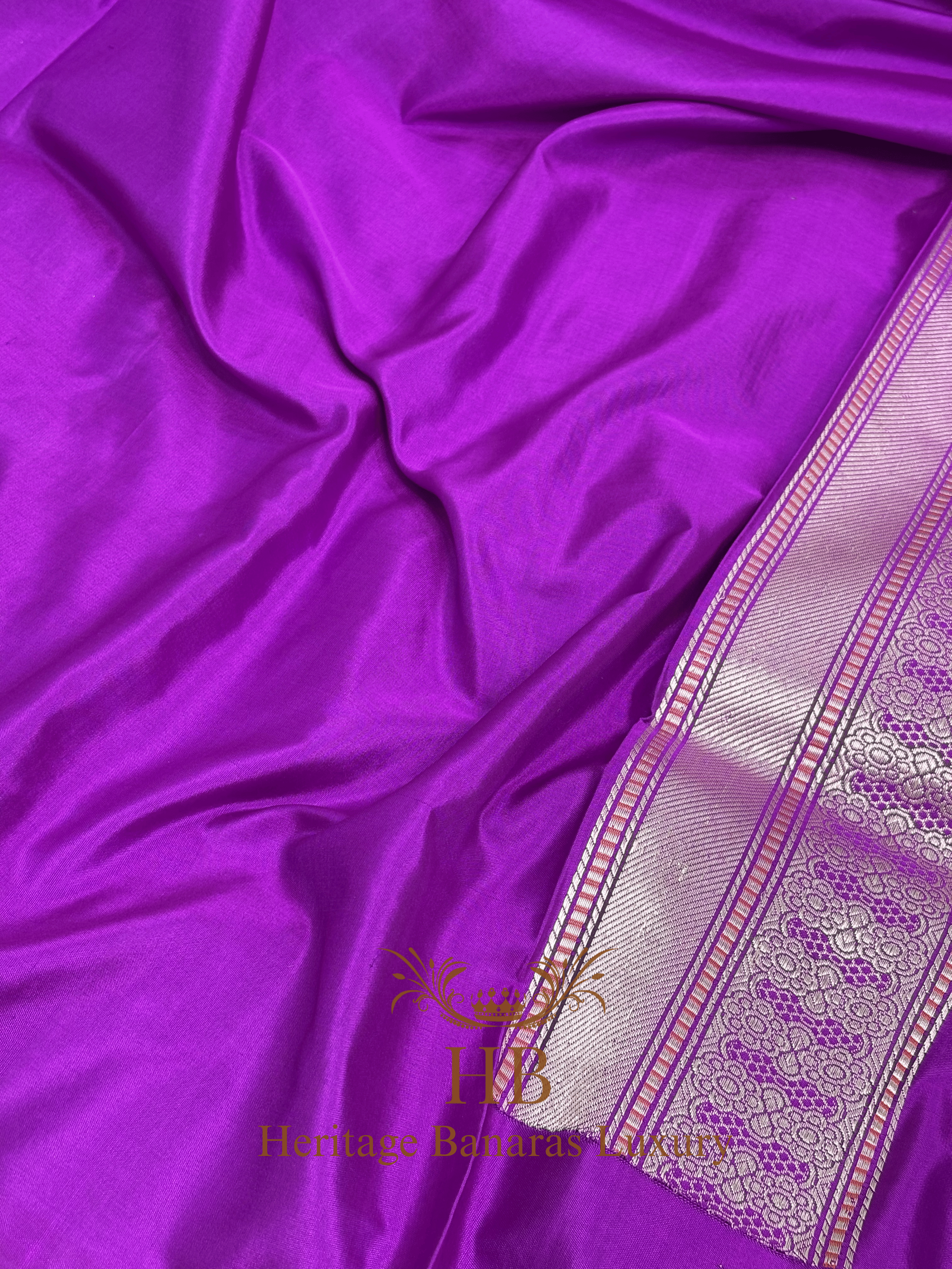 Pure Purple Banarasi Katan Silk Handwoven Saree