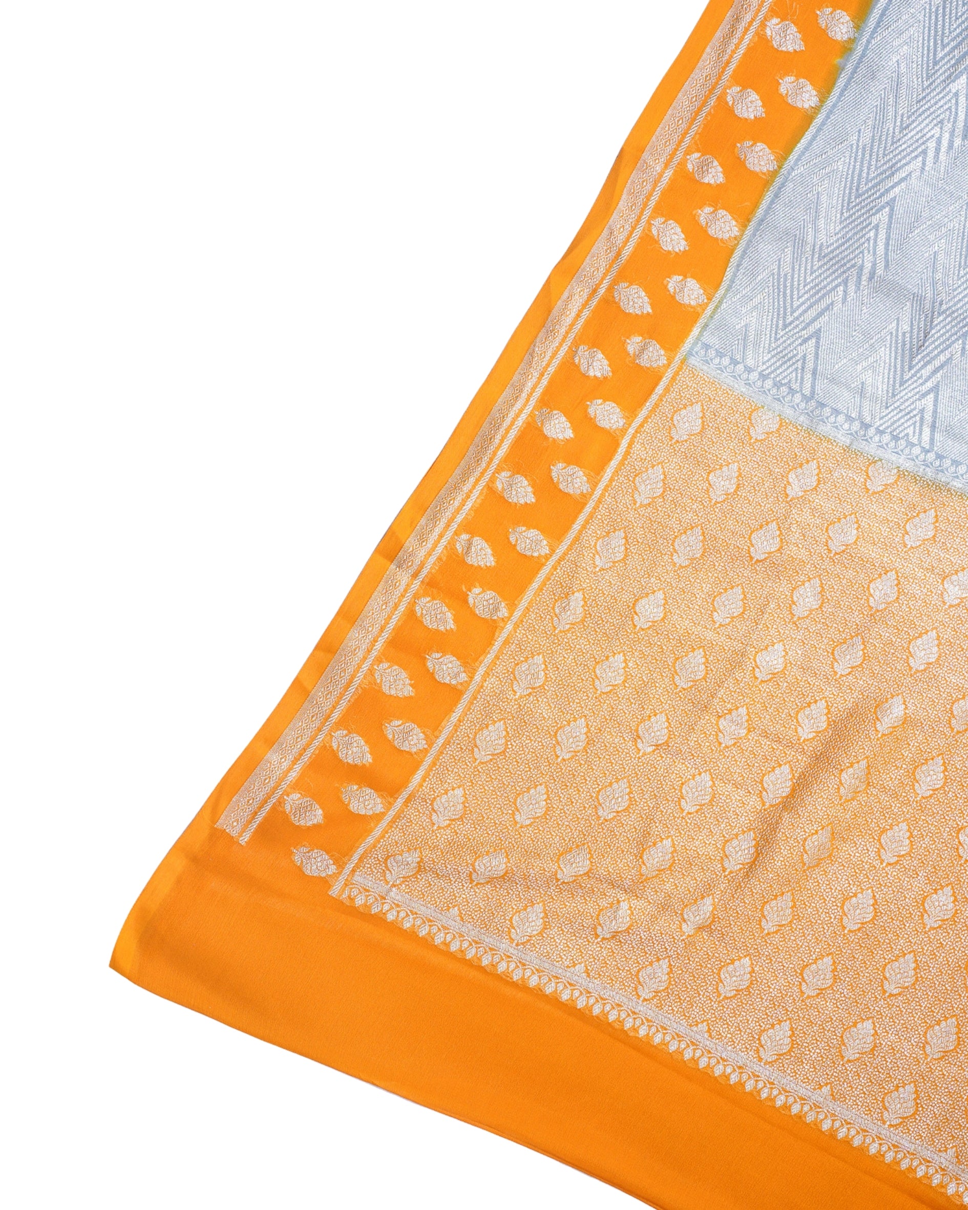 Grey Pure Khaddi Georgette Brocade Banarasi Saree