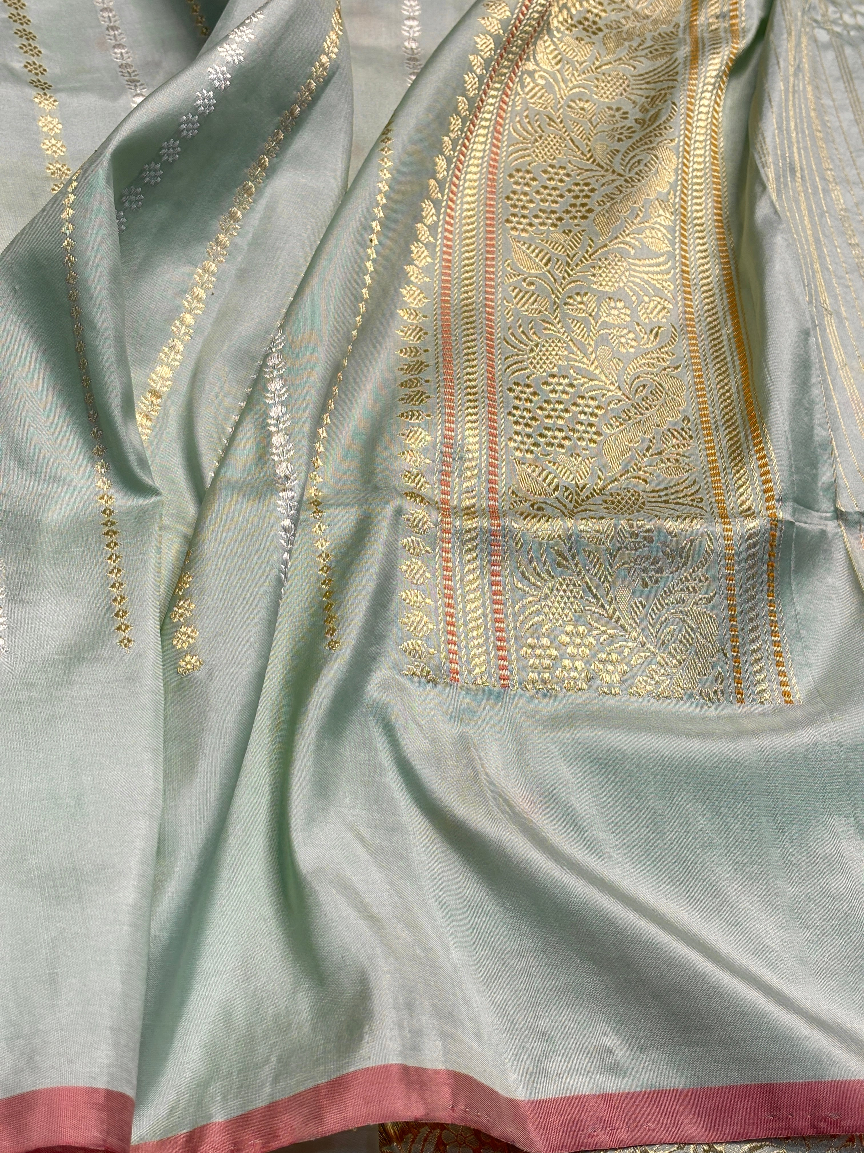 Pista Green Pure Banarasi Katan Silk Handloom Saree