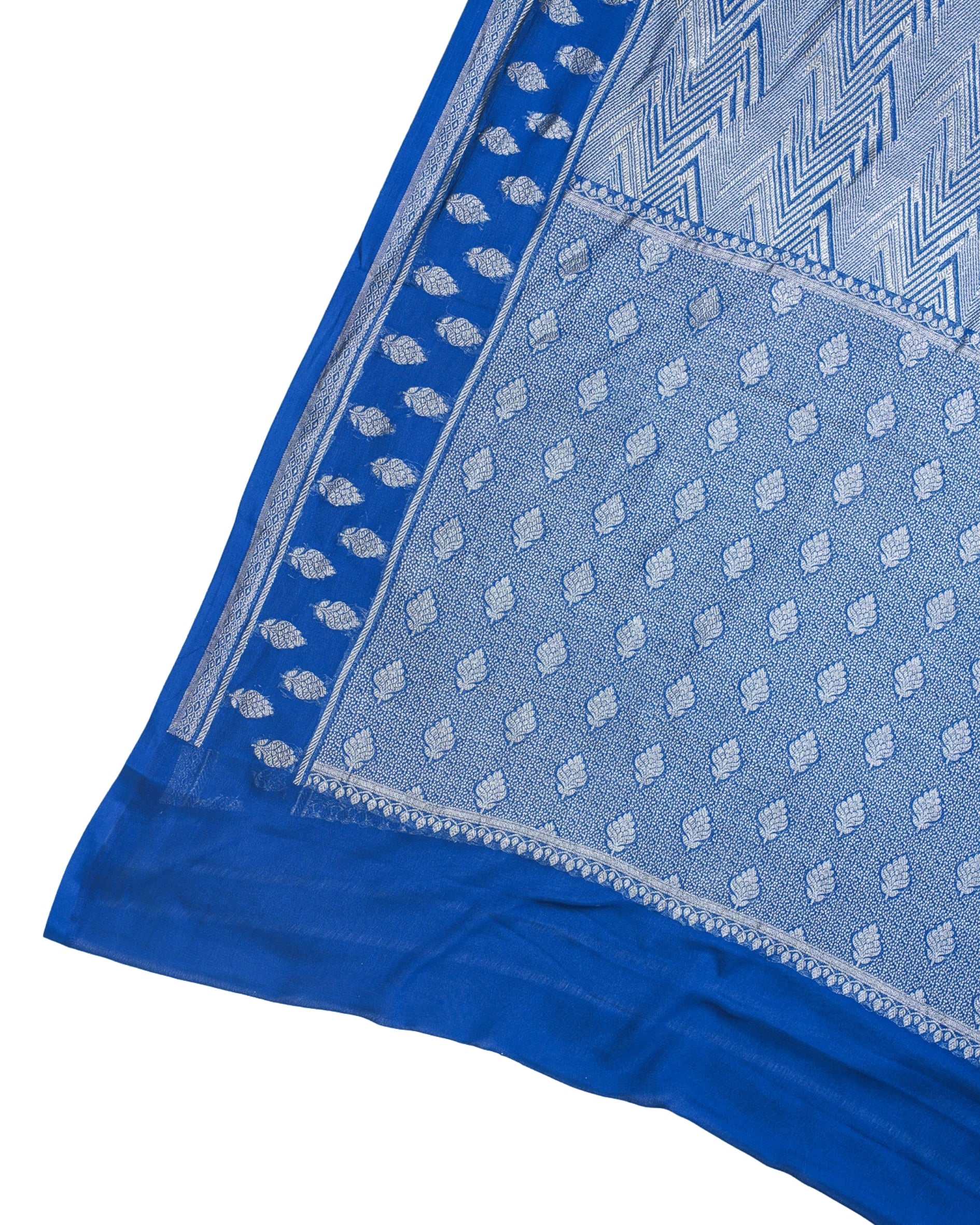 Grey & Blue Pure Khaddi Georgette Brocade Banarasi Saree