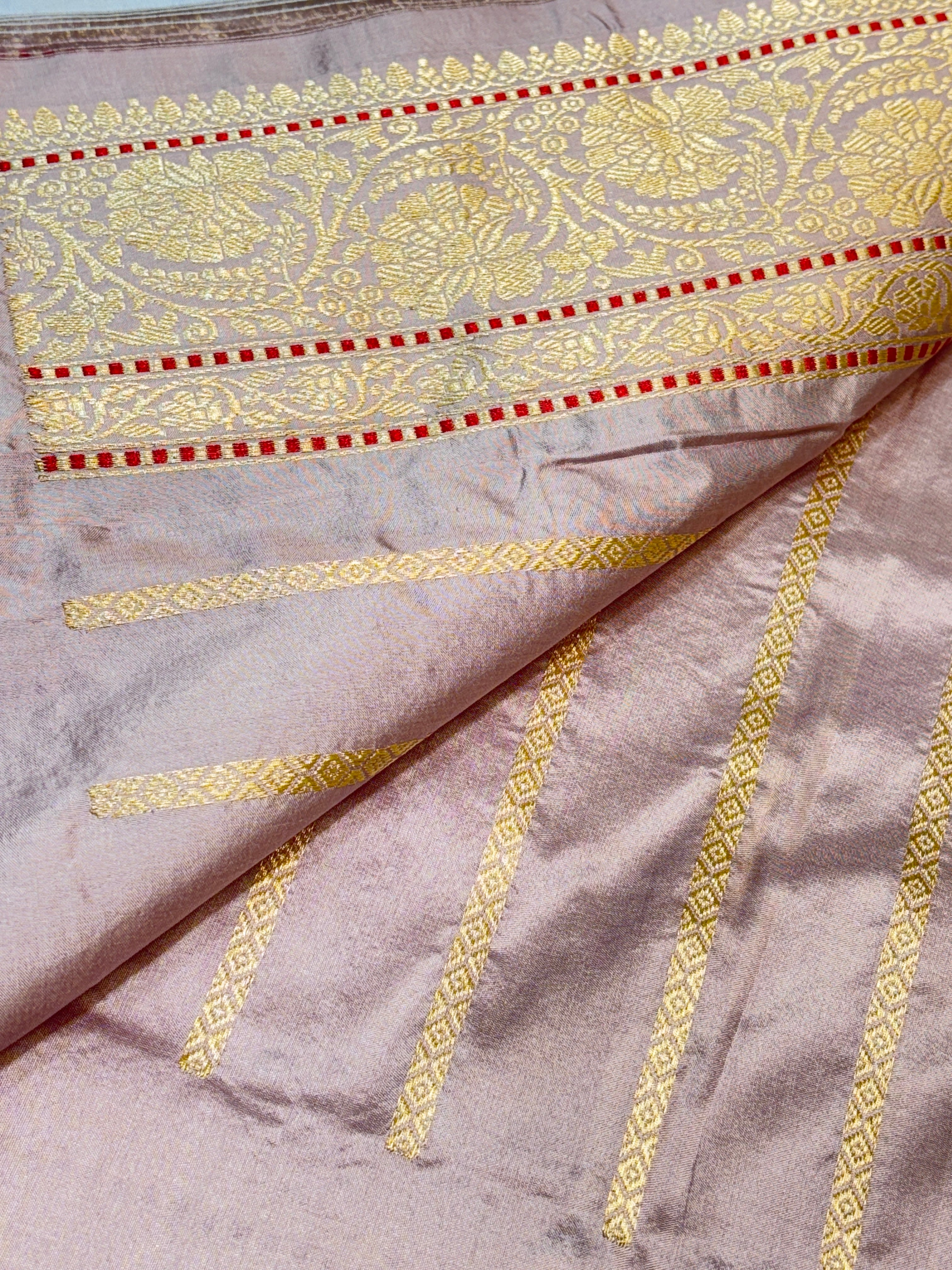Pastel Lavender Pure Banarasi Katan Silk Handloom Saree