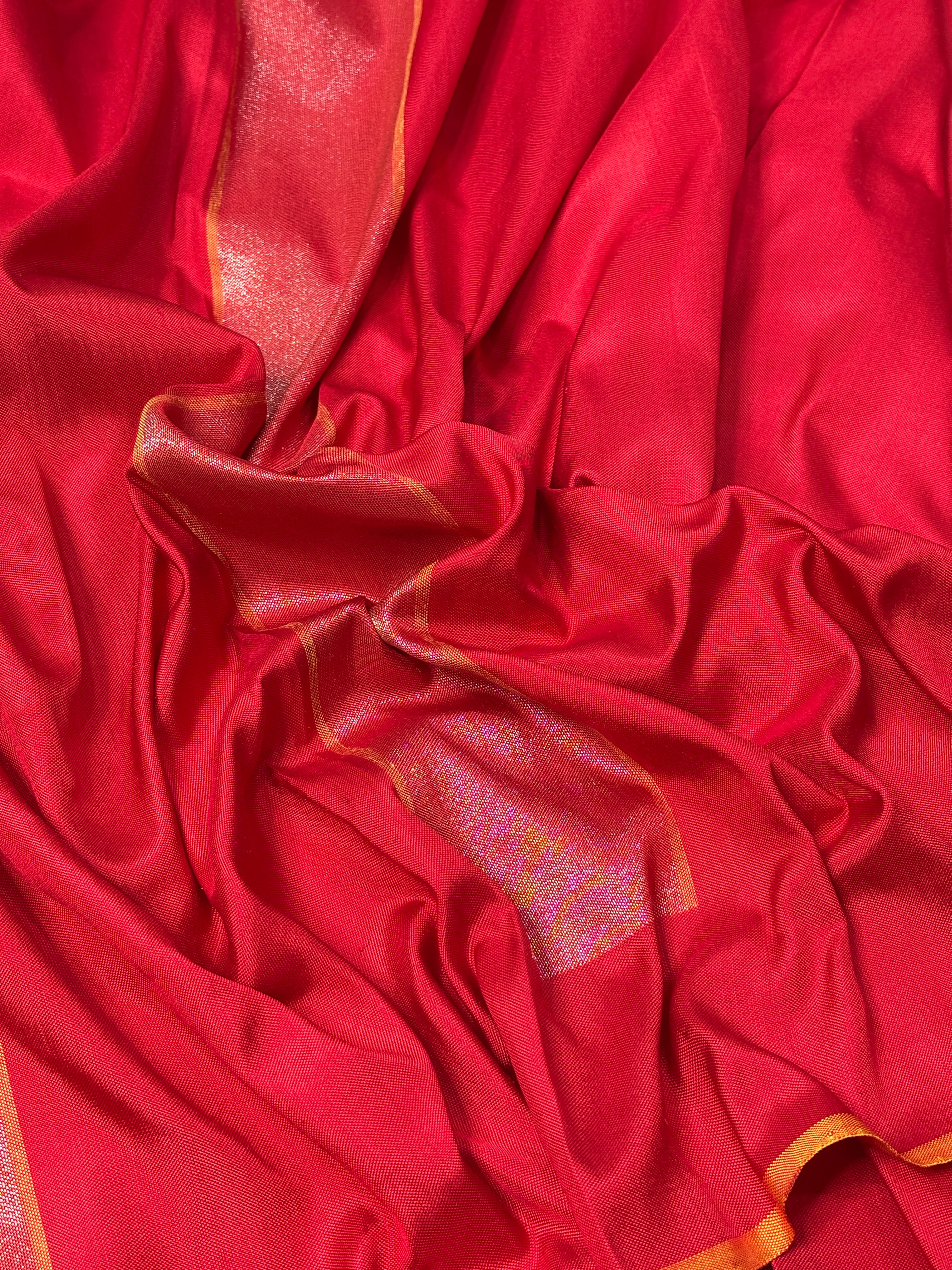 Red Banarasi Ektara Silk Handwoven Saree with Real Zari