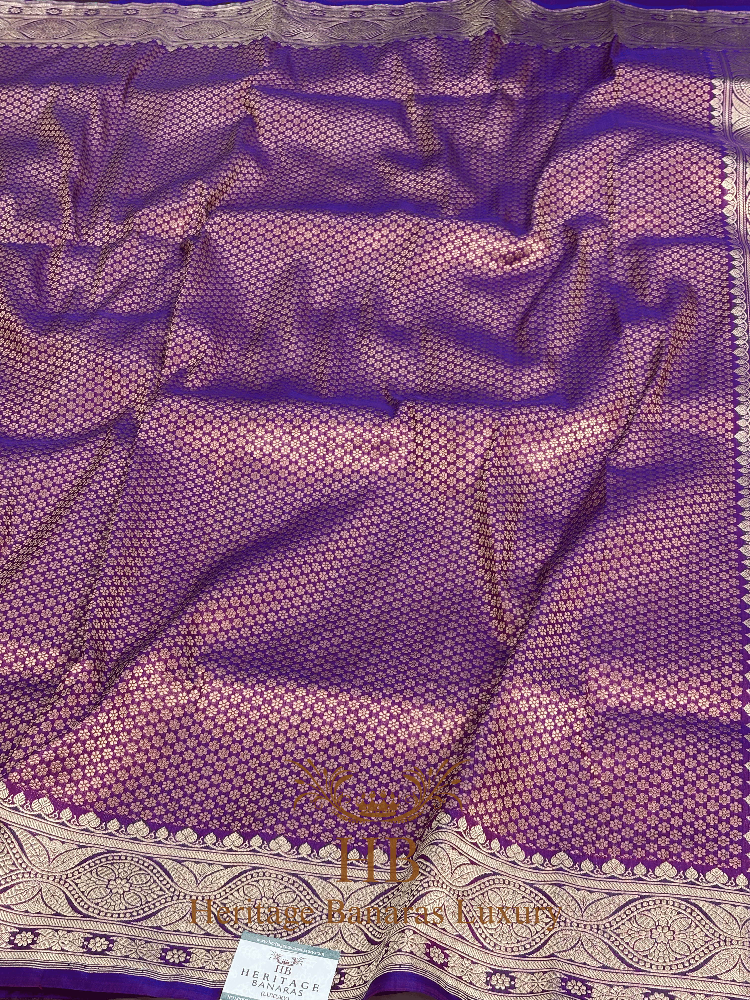 Purple Handwoven Banarasi Pure Katan Silk Brocade Saree