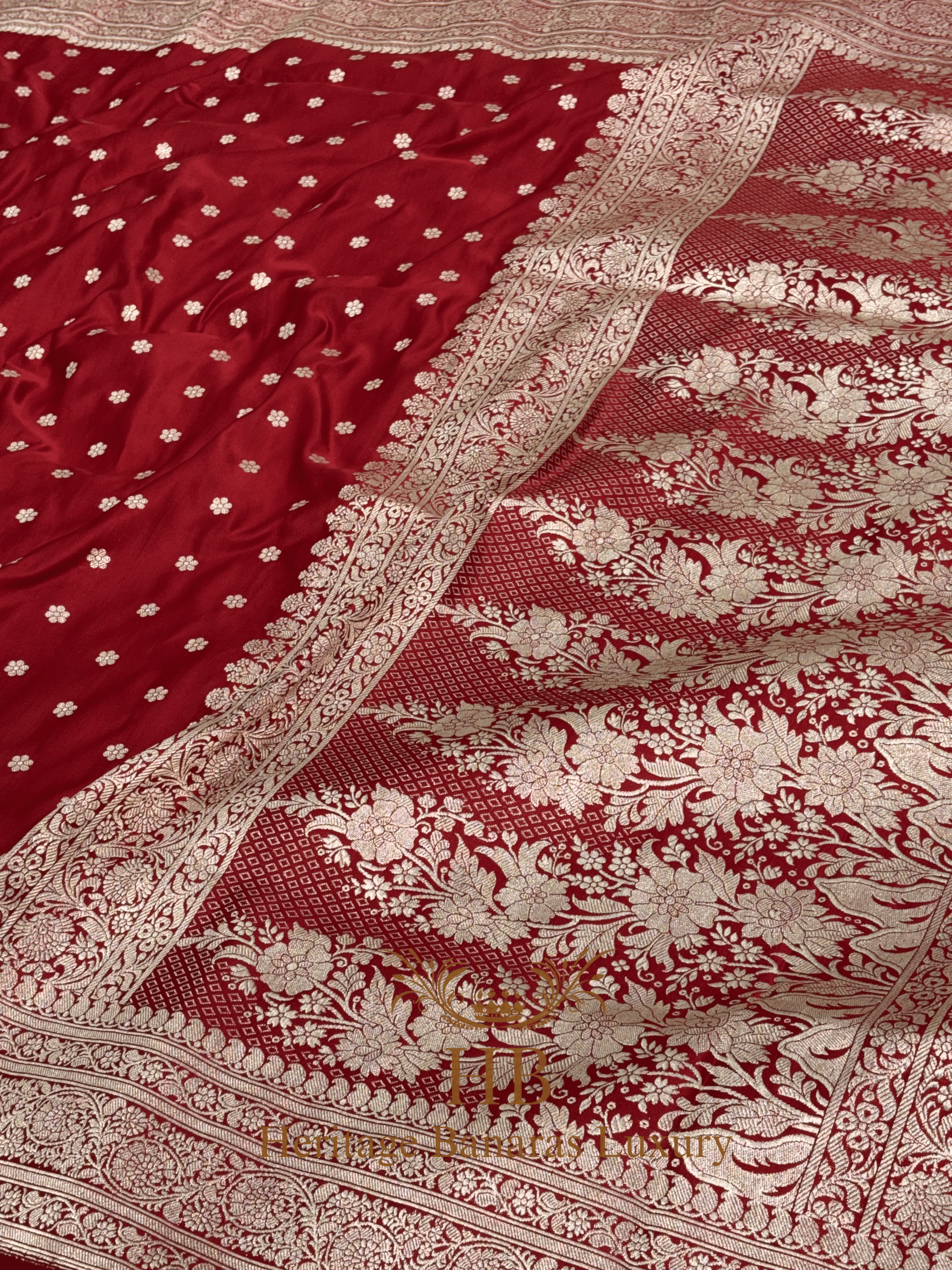 Red Handwoven Banarasi Satin Silk Saree