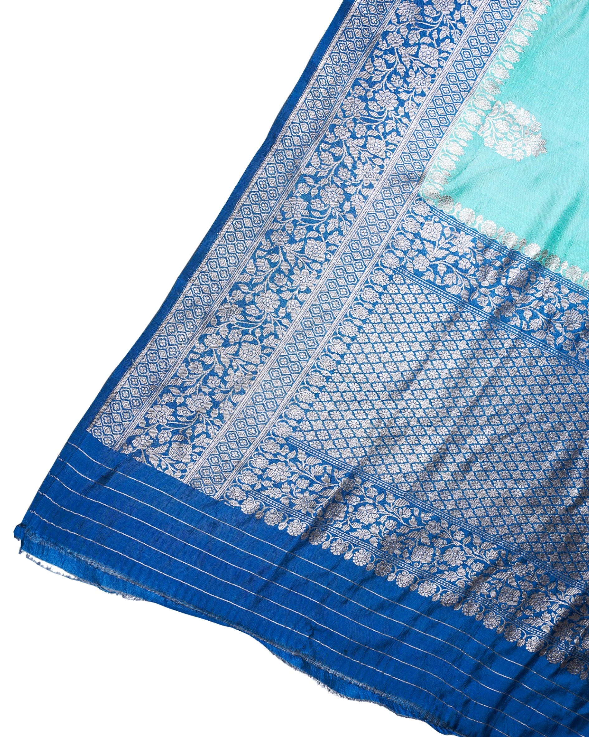 Aqua Blue Handloom Pure Silk Banarasi Saree
