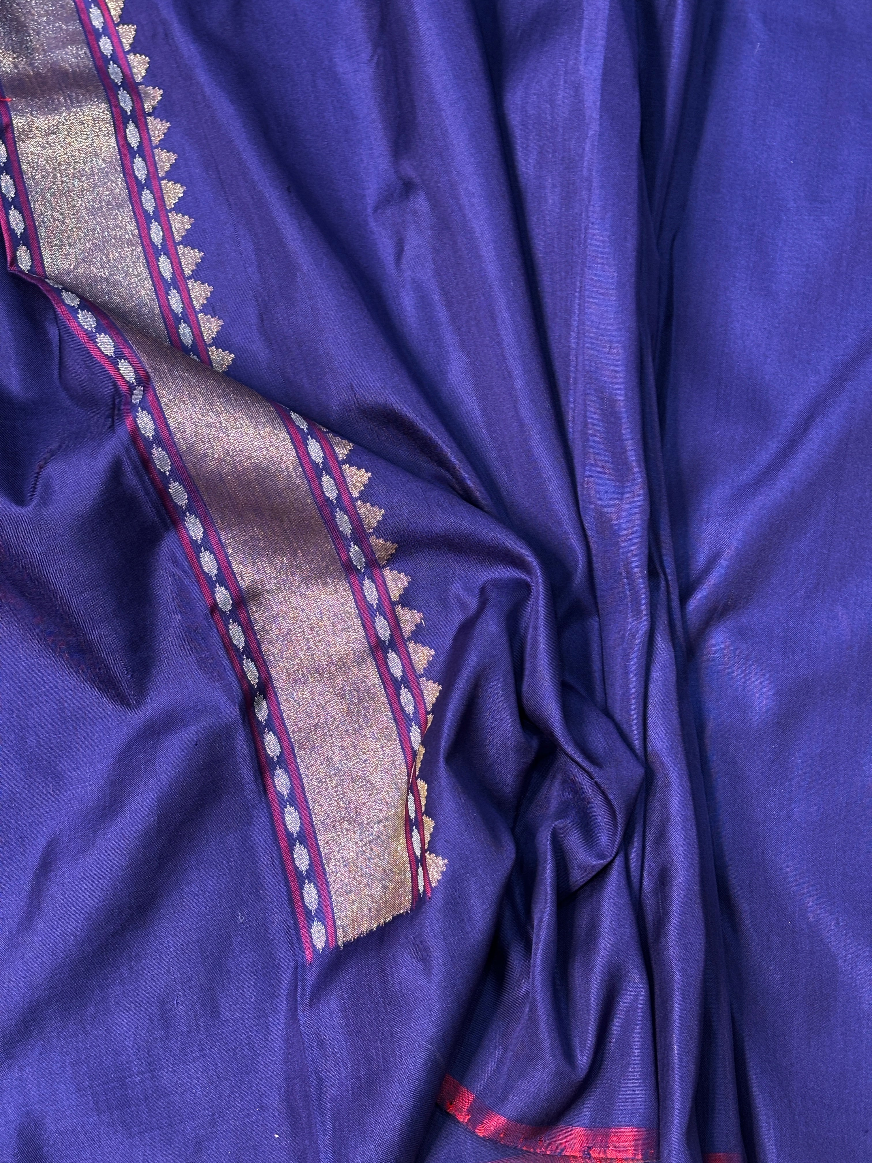 Purple Banarasi Ektara Silk Handwoven Saree with Real Zari