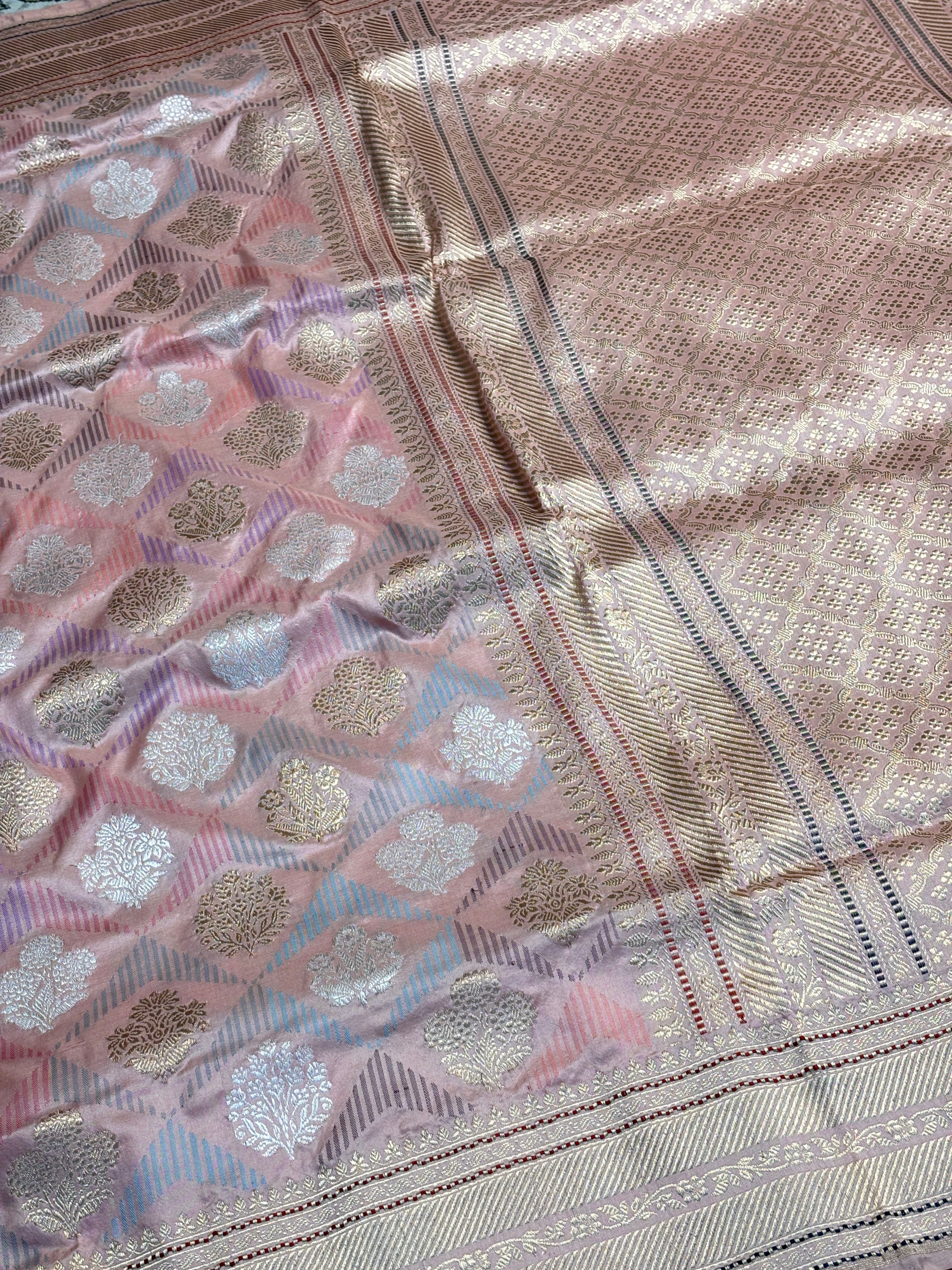 Baby Pink Pure Banarasi Katan Silk Handloom Saree
