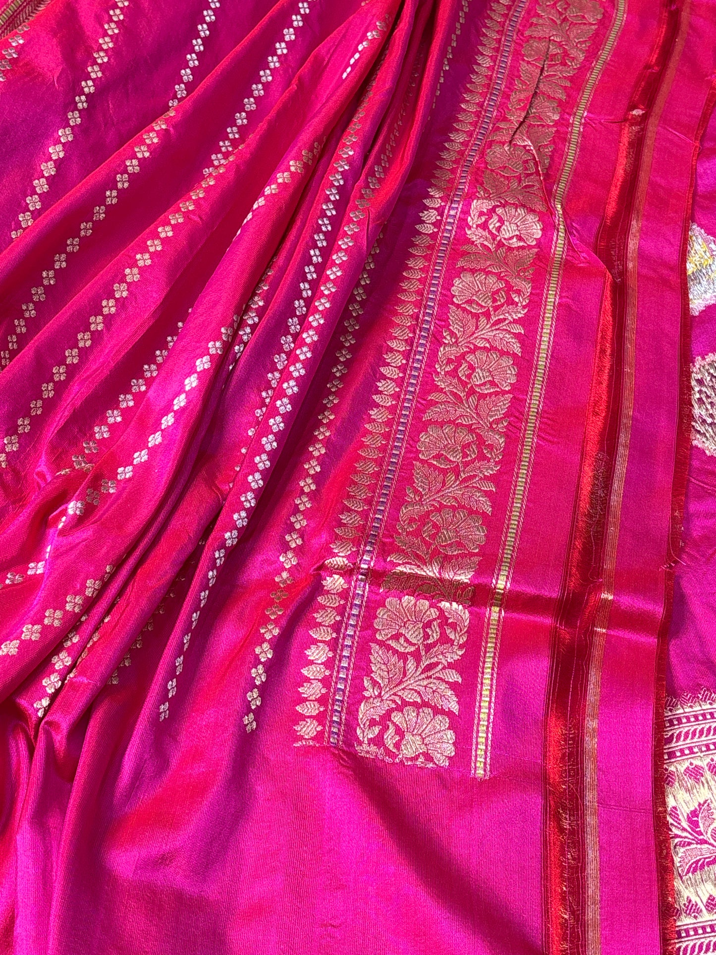Rani Pink Pure Banarasi Katan Silk Handloom Saree