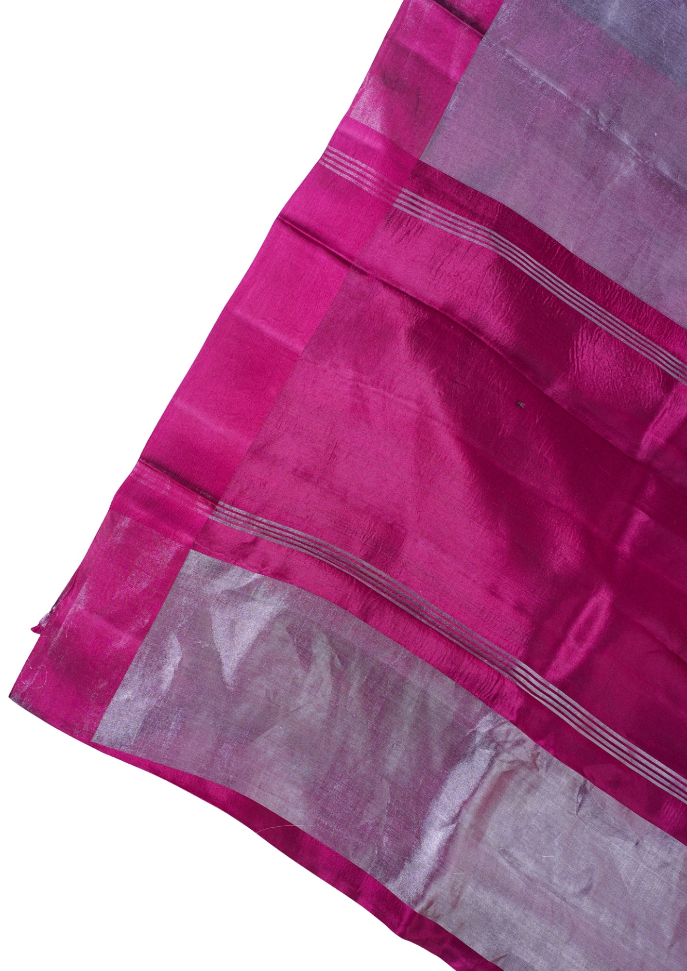 Magenta Silver Banarasi Tissue Saree with Satin Border