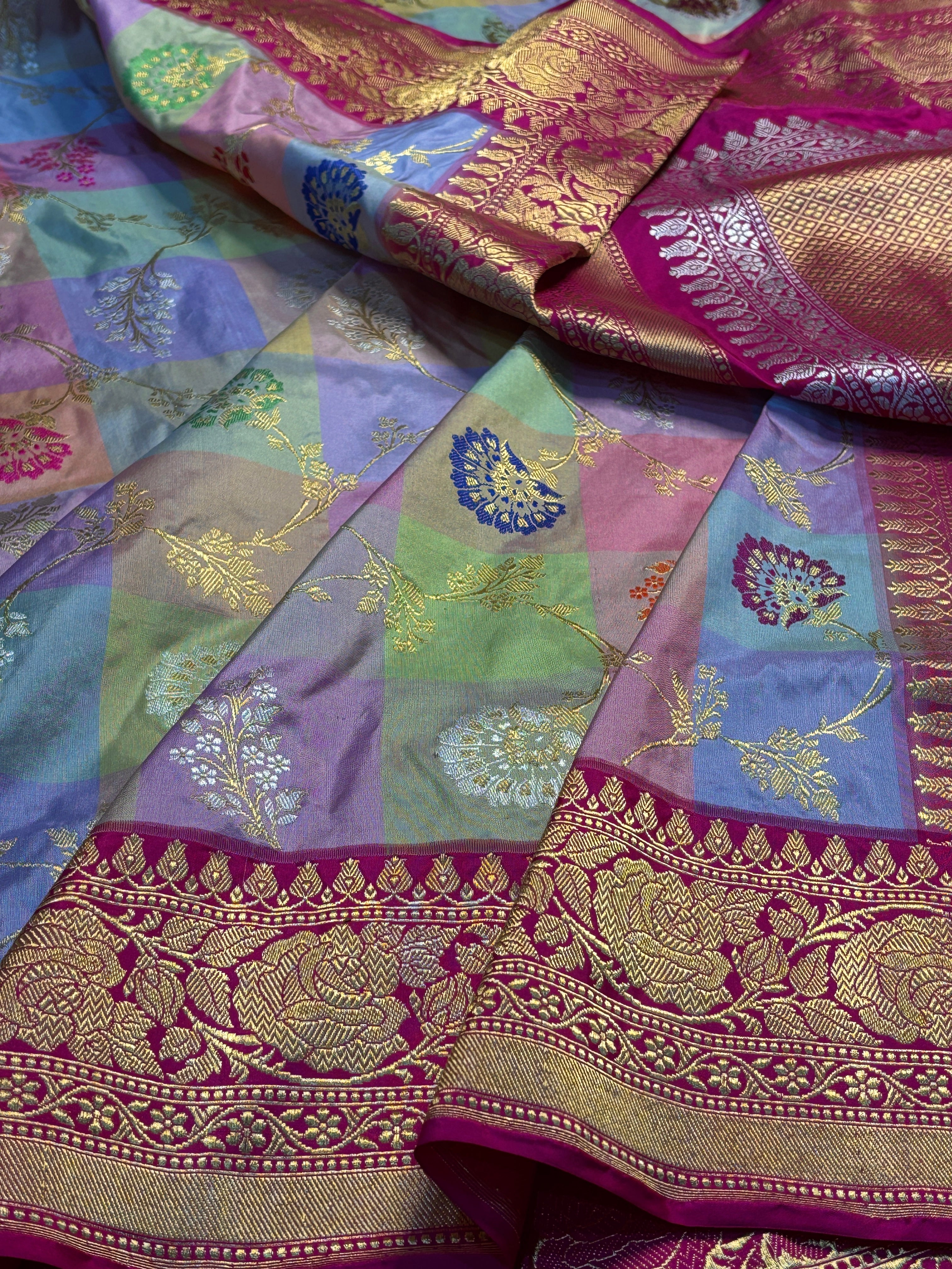 Rani Pink Rangkaat Banarasi Katan Silk Handwoven Saree