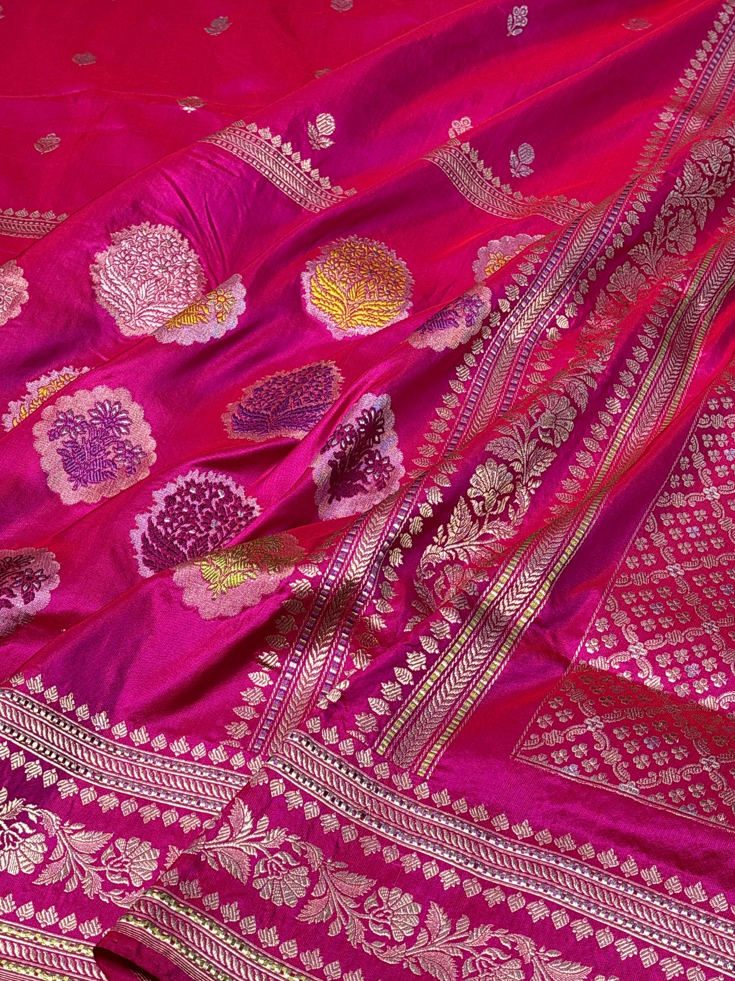 Rani Pink Pure Banarasi Katan Silk Handloom Saree