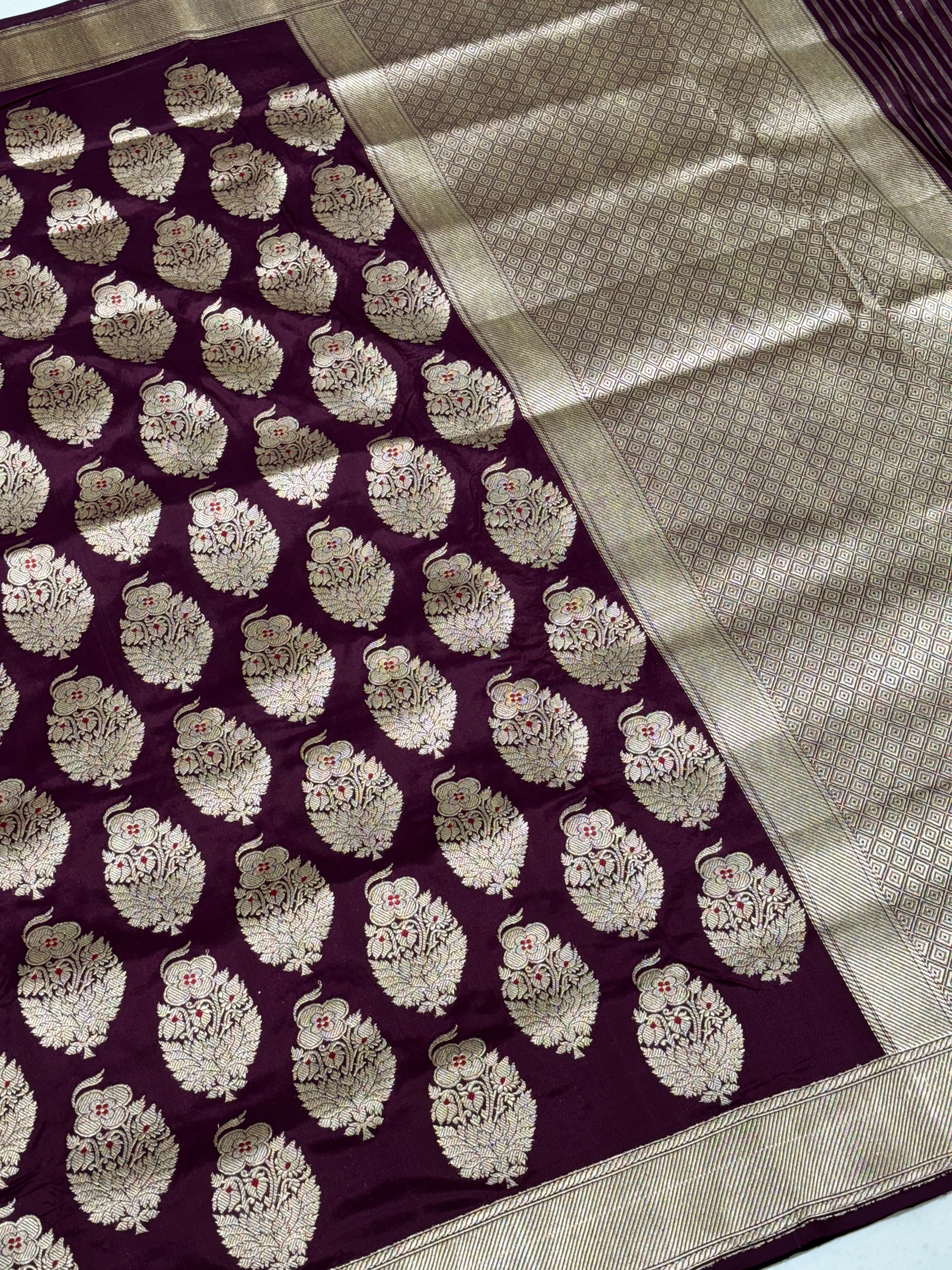 Rich Maroon Pure Banarasi Katan Silk Handwoven Saree