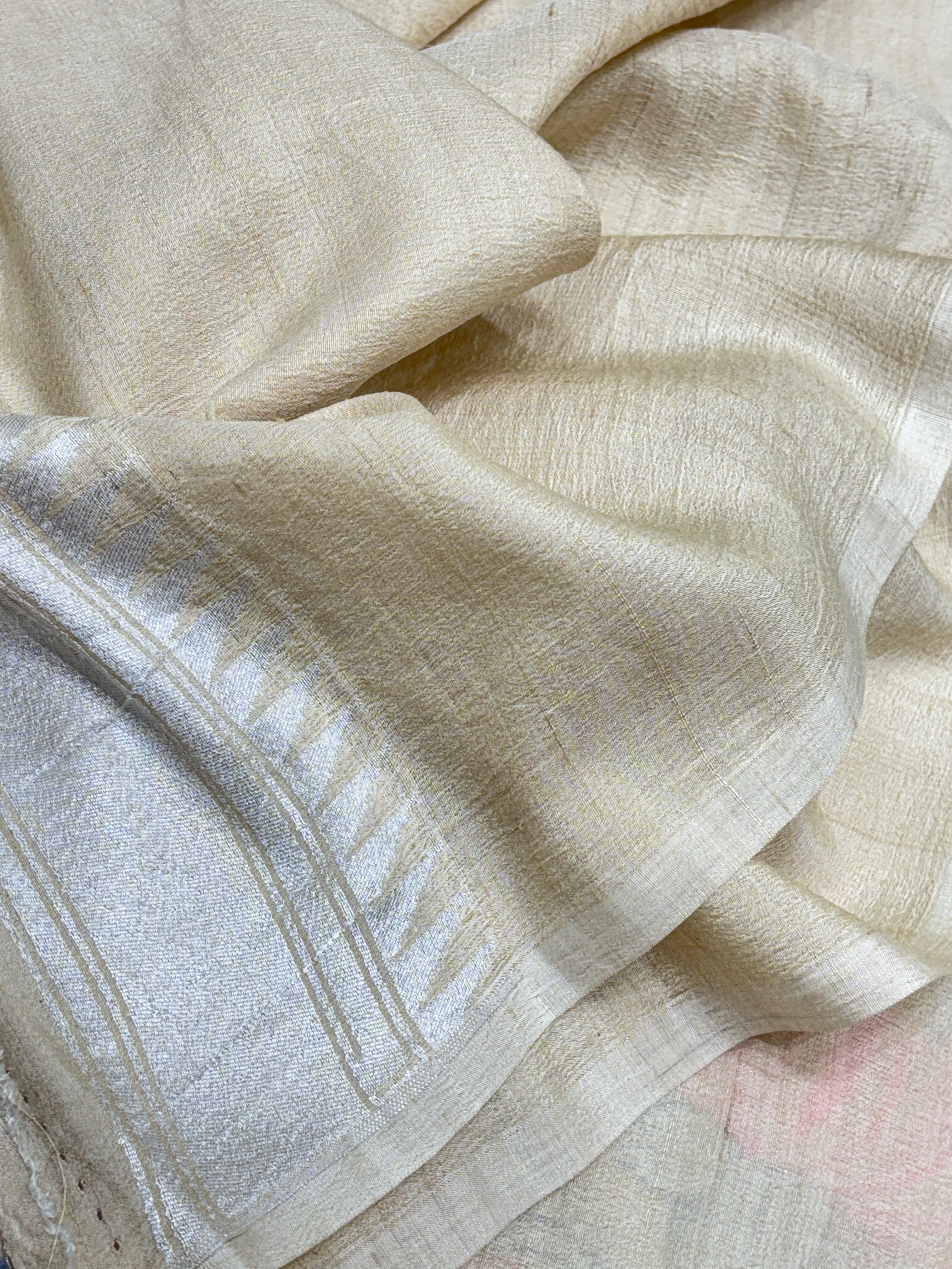 Natural Pure Banarasi Tussar Handwoven Saree