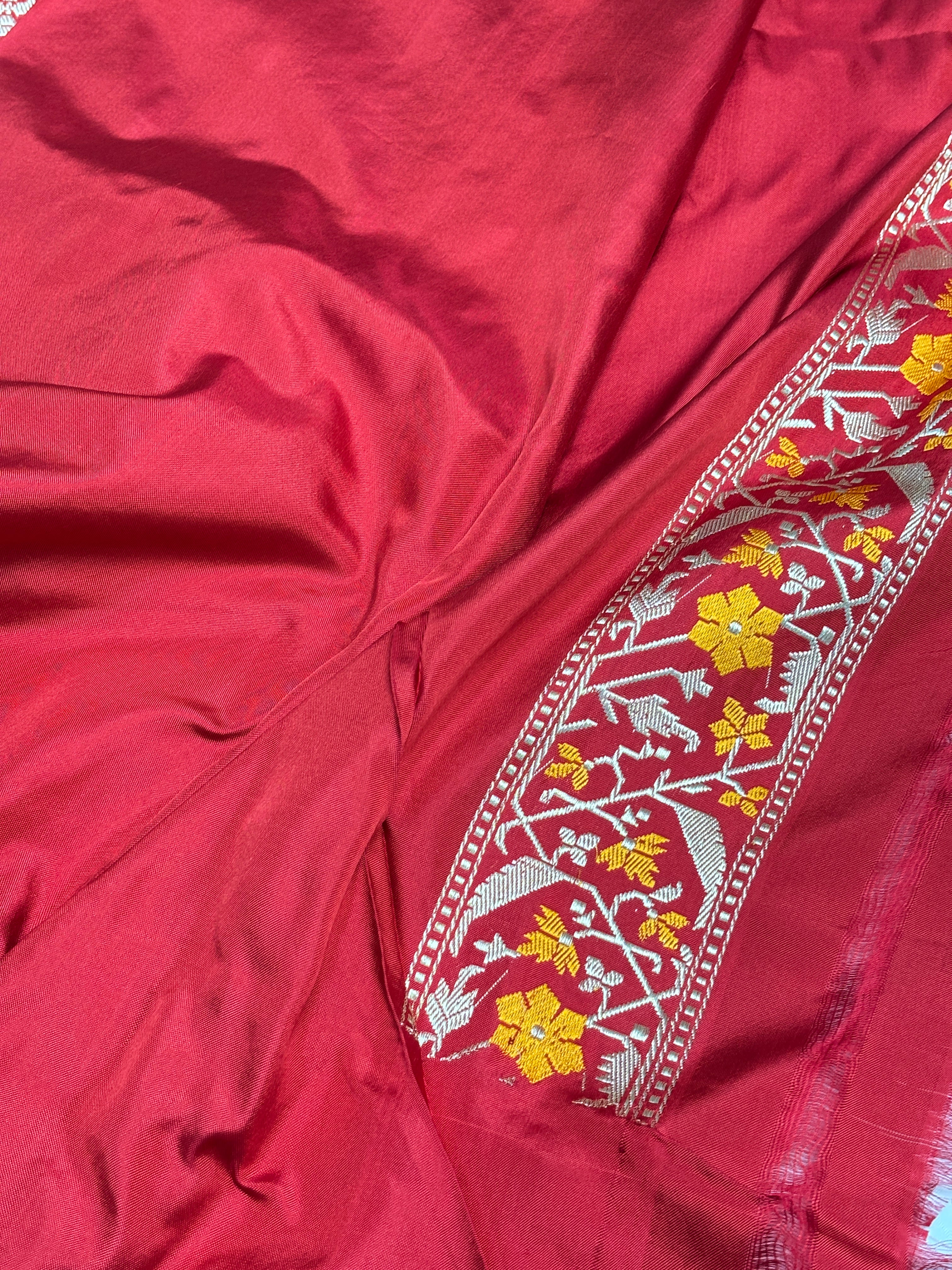 White Pure Banarasi Ektara Silk Handwoven Saree