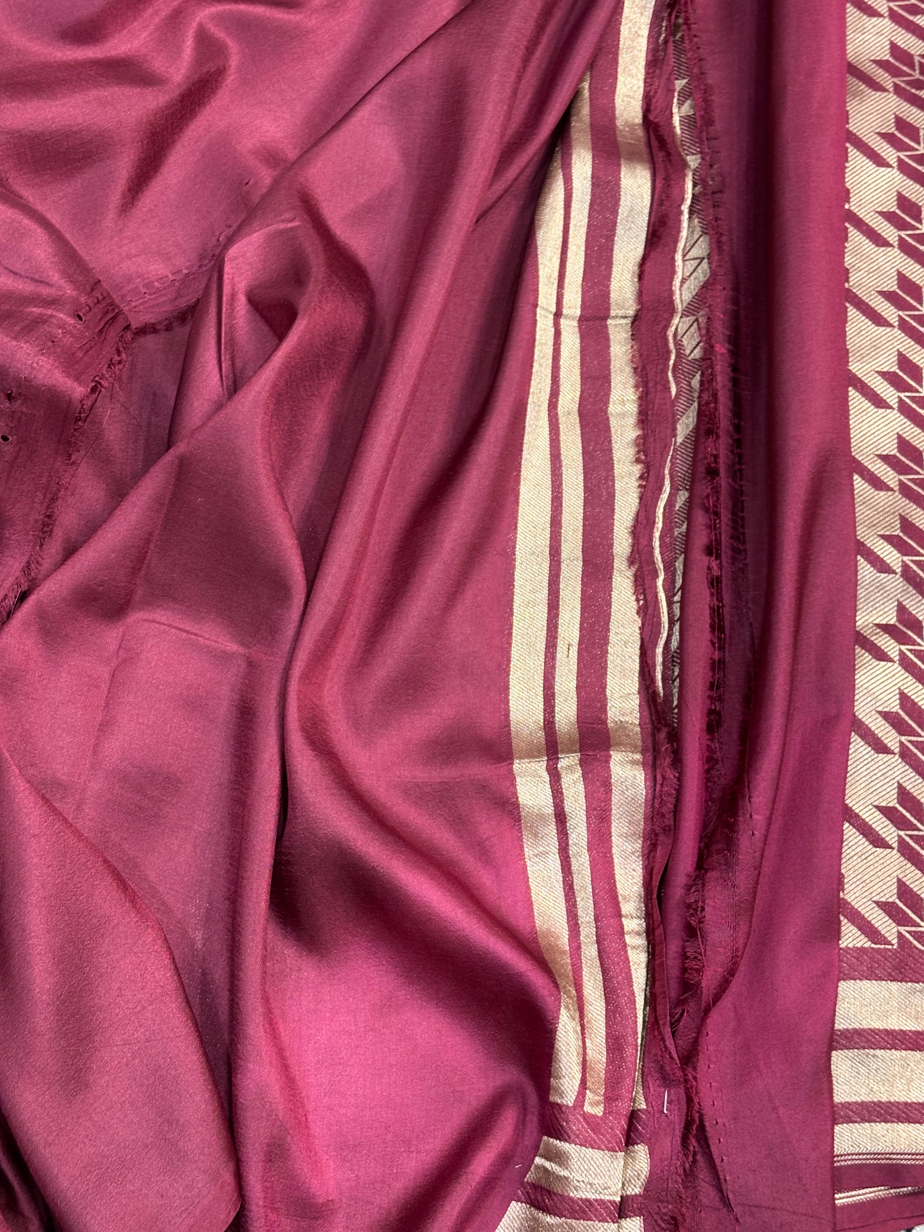 Golden Wine Banarasi Katan Brocade Silk Saree