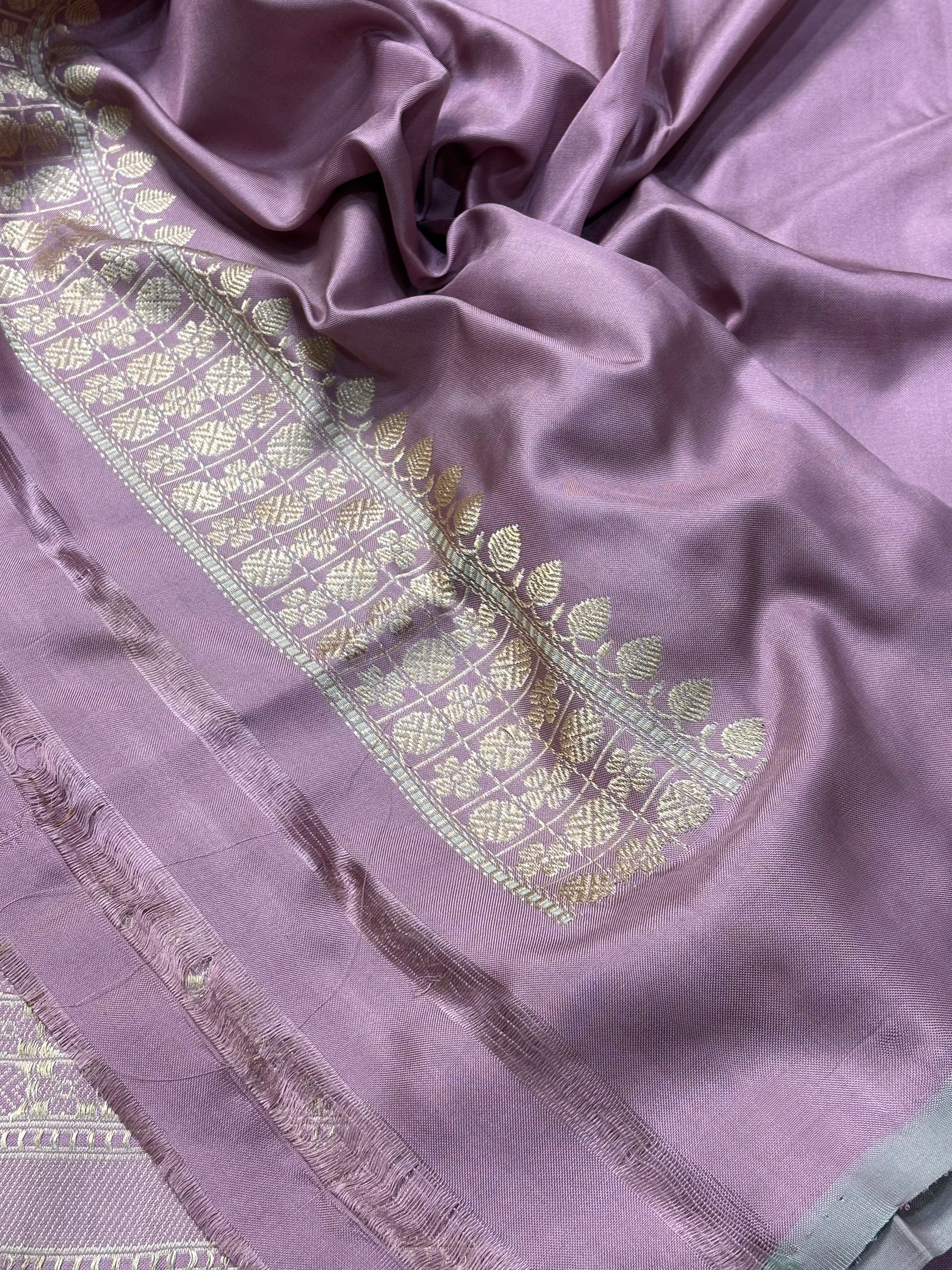 Mauve Pure Banarasi Ektara Silk Handwoven Saree