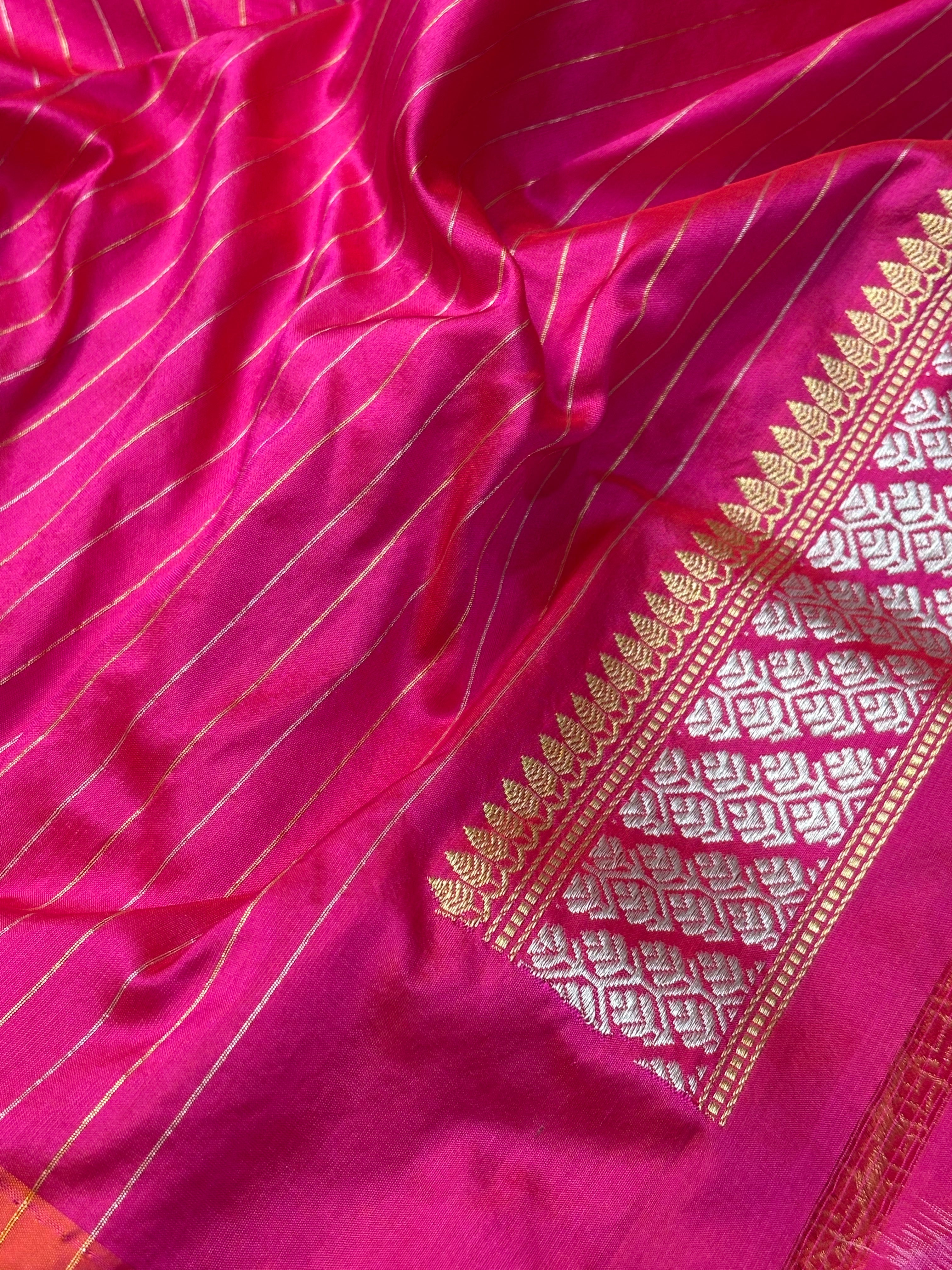 Rani Pink Pure Banarasi Katan Silk Handwoven Saree